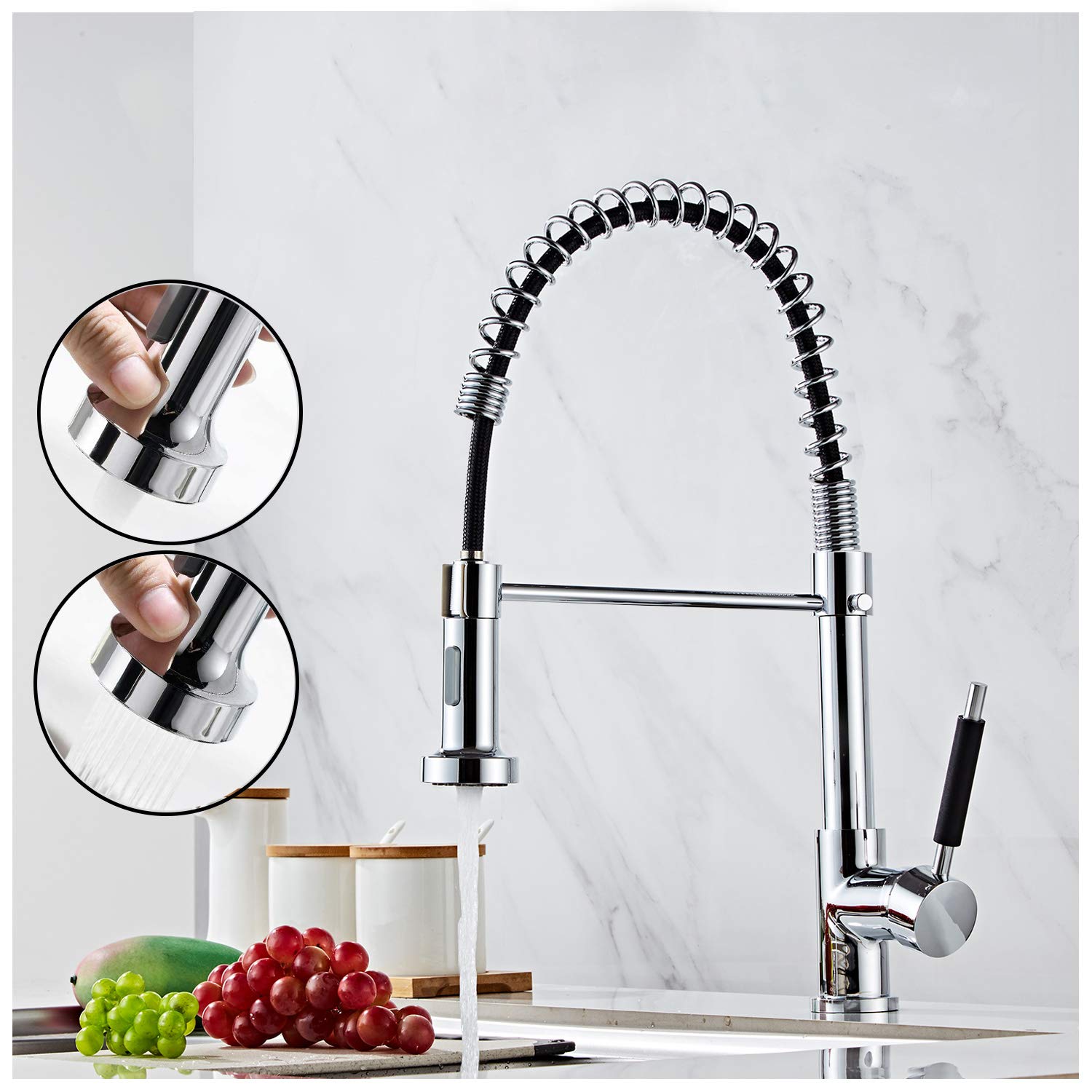 Buy Pull Out Kitchen Tap 360° Swivel, Kitchen Taps Mixer with Shower 2