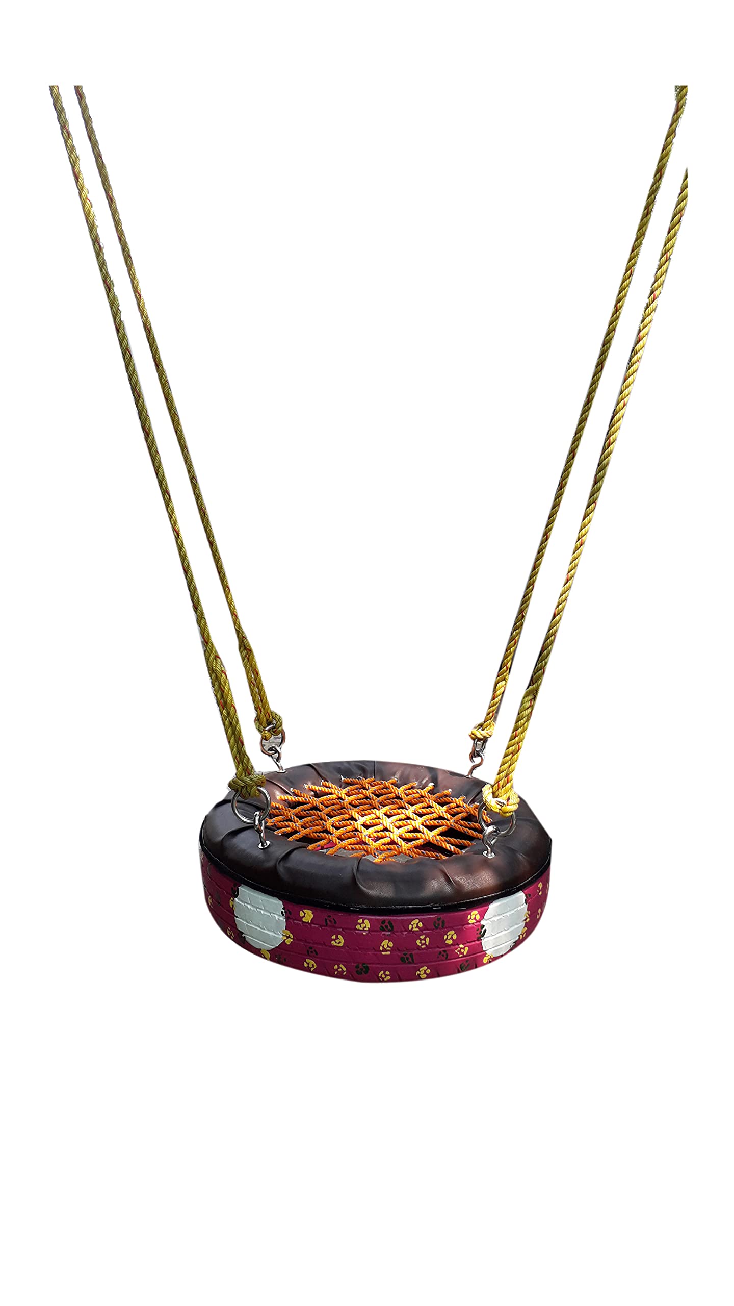 Rose Garden Art Tyre Swing for Adults Kids Home Balcony Indoor Outdoor Gift Hanging jula with Long Durability (Pink)-image-38