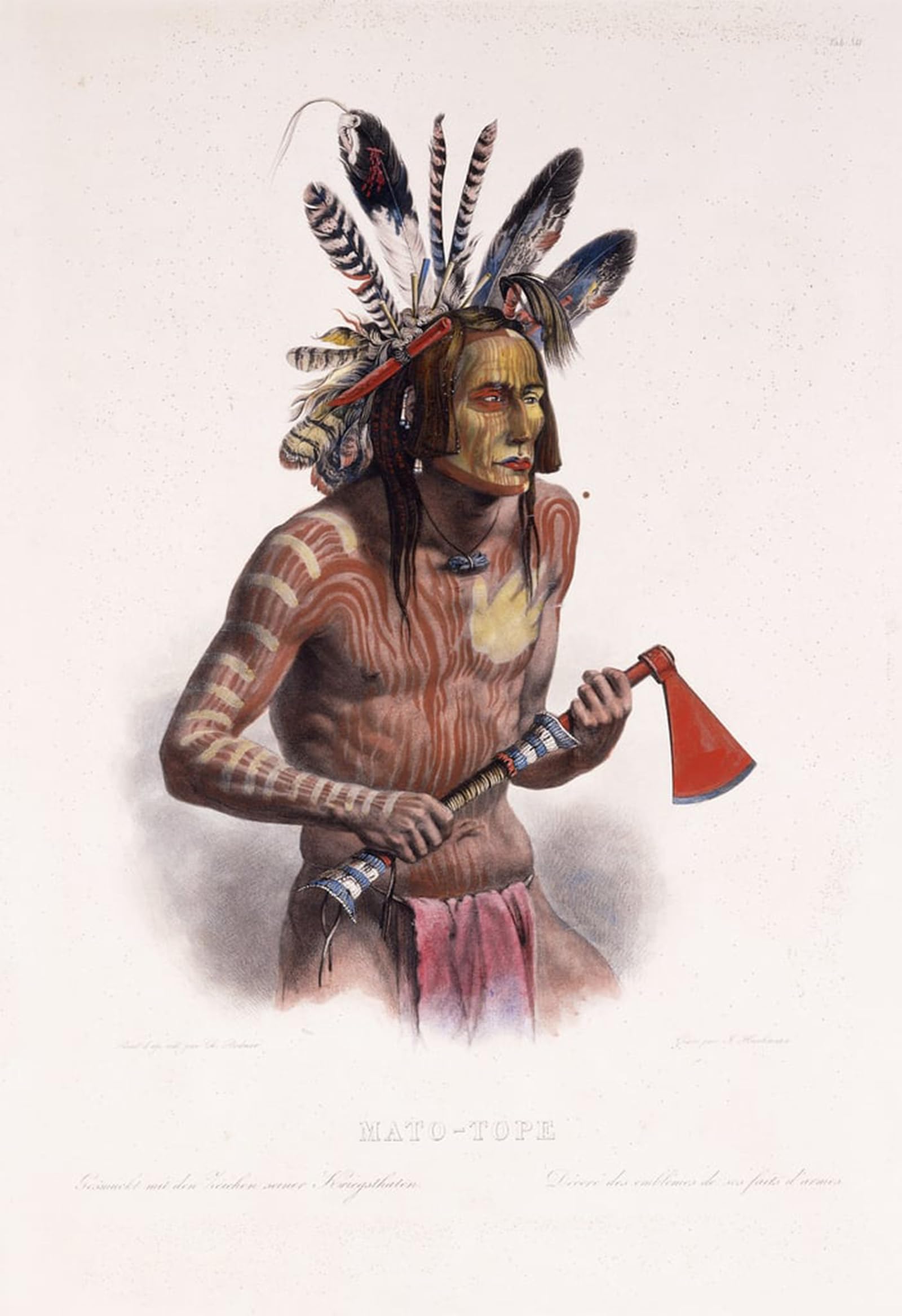Artxlxxbn No Frame Famous Painting Art Wall Decor Abstract Art Picture Matotope Adorned With The Insignia Of His Warlike Deeds By Karl Bodmer Animal Pictures For Home Decor 60X90cm