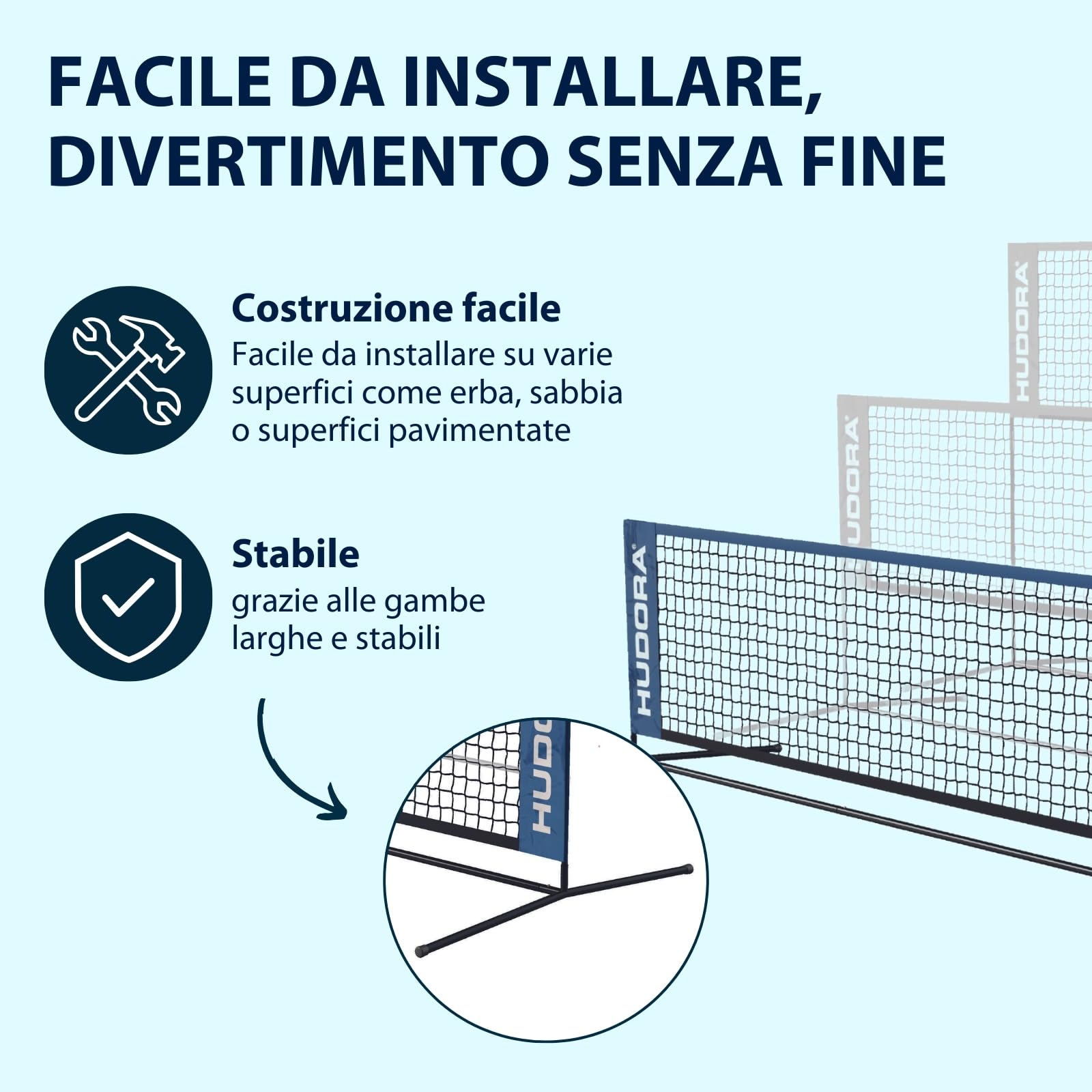 HUDORA Rete multiuso Street multifunzione per tennis e badminton regolabile da esterno resistente alle intemperie