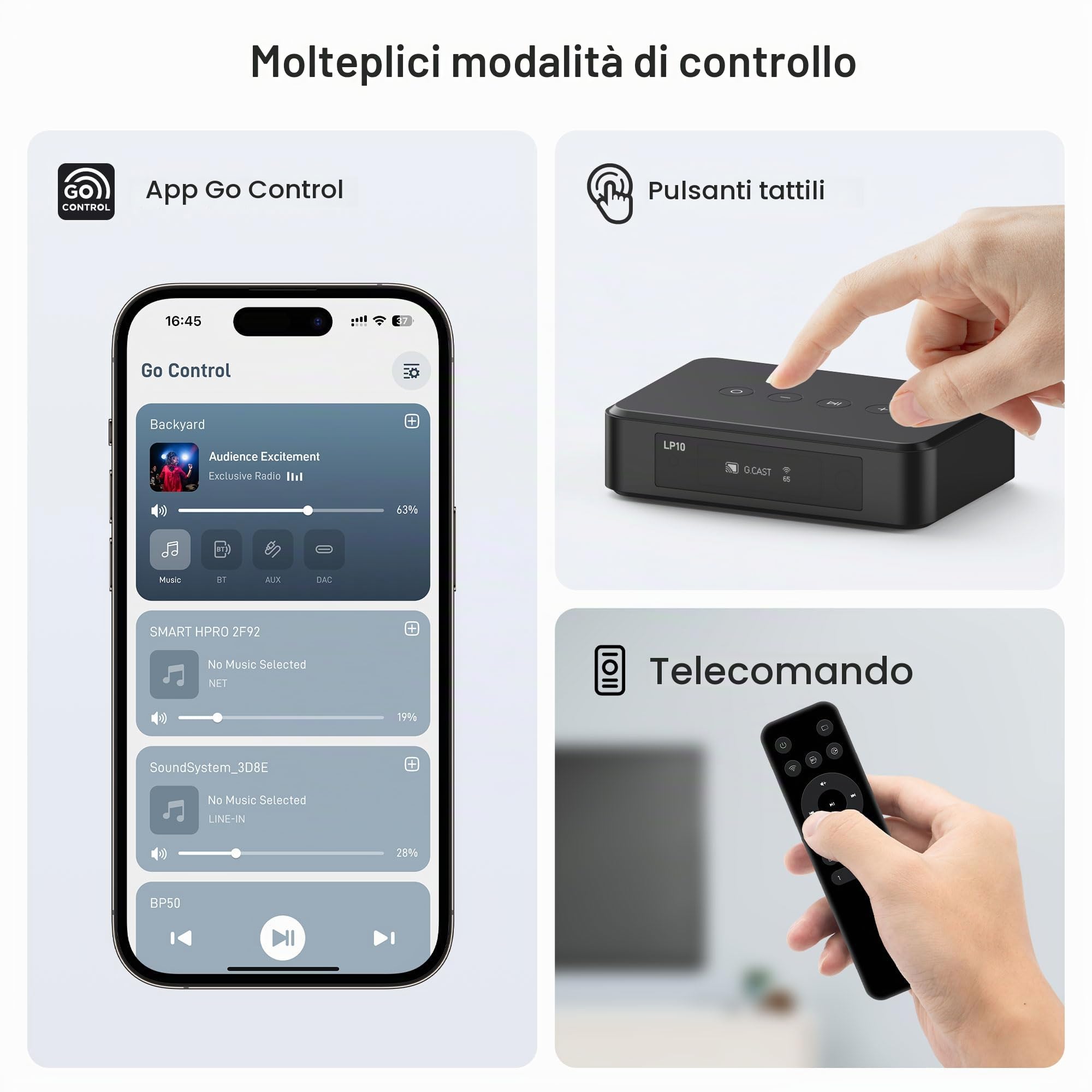 Arylic LP10 - Streaming musicale wireless, supporta AirPlay 2, Spotify e Tidal - Offre molteplici opzioni di streaming, compatibile con Chromecast, WiFi e Bluetooth - Preamplificatore con App