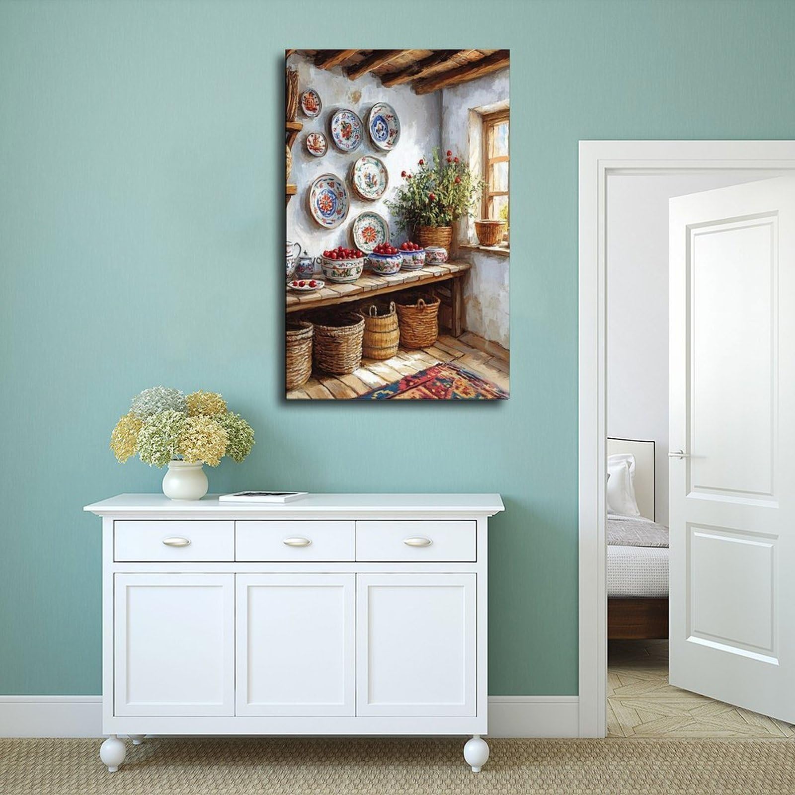 UTGN Granatapfel-Keramik-Poster auf Leinwand, Wandkunstdruck, Bild, Gemälde, 50 x 75 cm