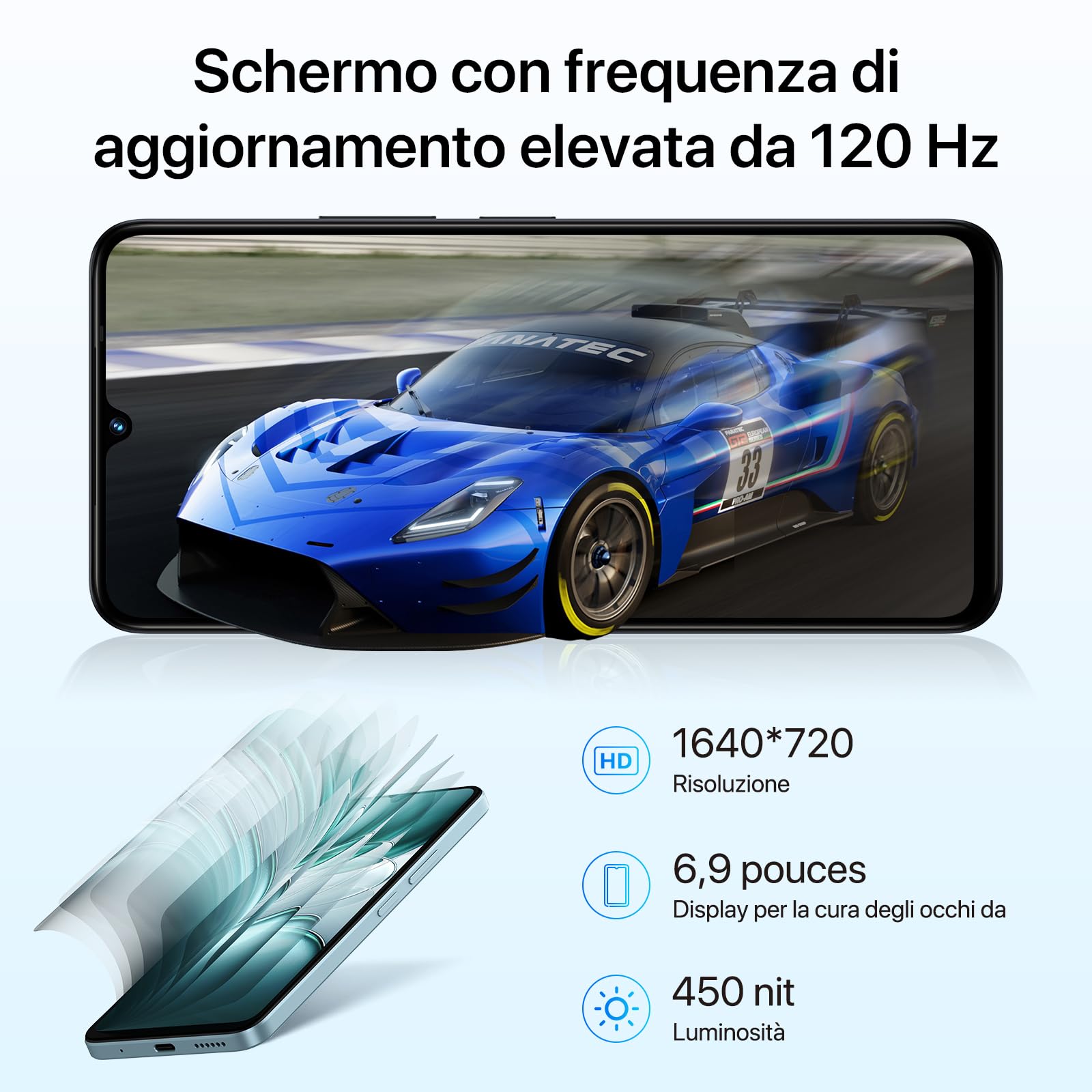 UMIDIGI G100 Unlocked Cell Phone Android 14, 6.9" HD+ 120Hz,Octa-core 16GB +256GB Expand 1TB,GPS Unlocked Smartphone,6000mAh,50MP Triple Camera,Dual 4G LTE Phone, NFC,AI Face Unlock,OTG,Blue