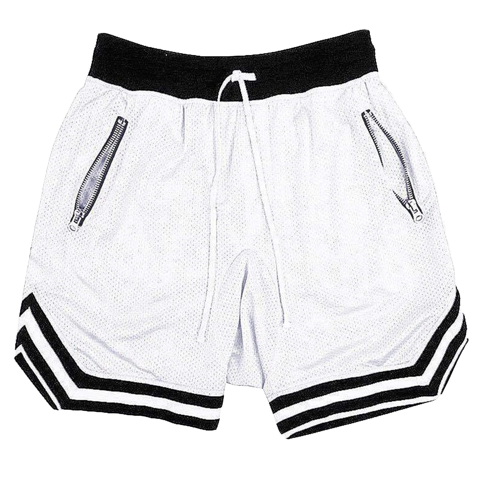 Mens Basketball Shorts with Drawstring Athletic Workout Gym Shorts Contrast Trim Breathable Casual Summer Wear