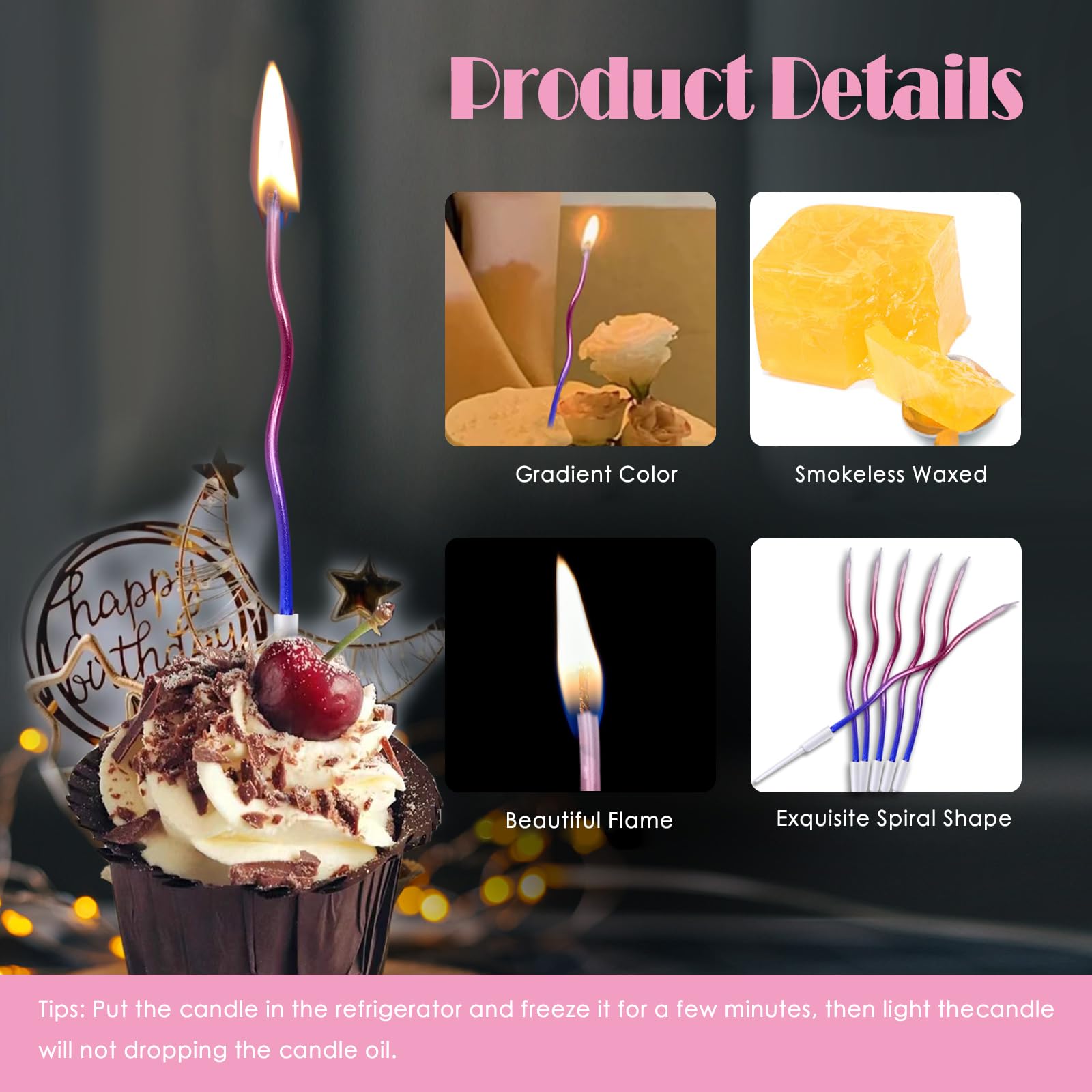 12 Candeline A Spirale Oro Per Torte – Lunghe E Sottili Con Supporto – Per Compleanni, Matrimoni E Cupcake
