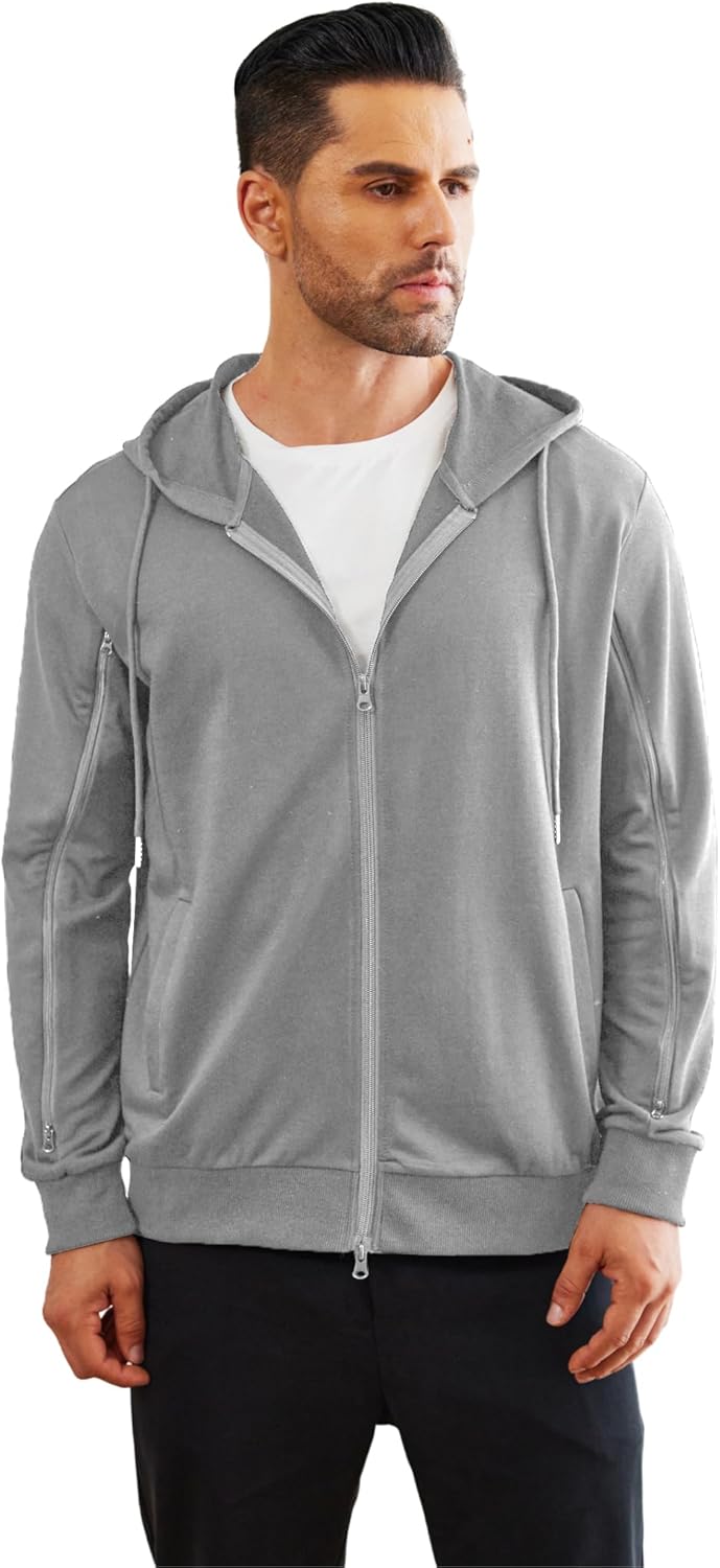 Deyeek Dialysis Sweatshirts with Arm Zipper Jacket Full-Zip Lightweight Hemodialysis Cotton Jacket with Pockets - Image 5