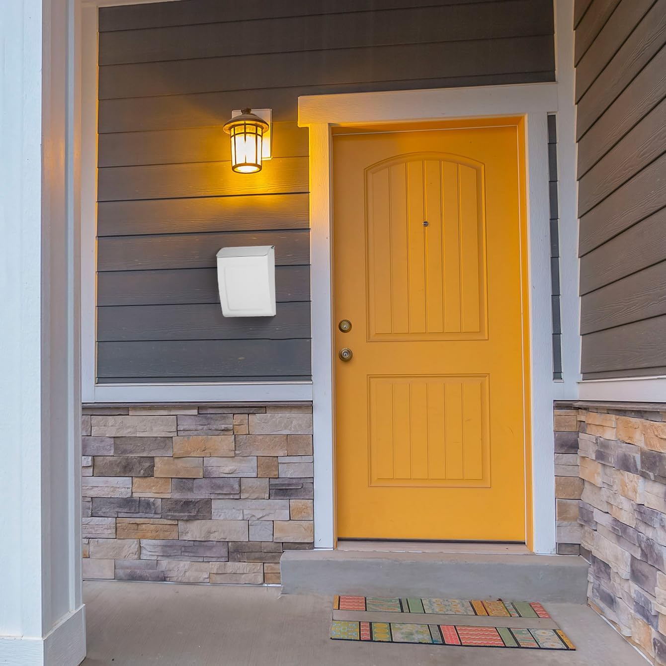 Architectural Mailboxes Aspen™ Locking, Vertical Wall-Mounted Mailbox for Outside, Modern Metal Galvanized Steel Small Mail Box with Lock and Key Drop Box, White