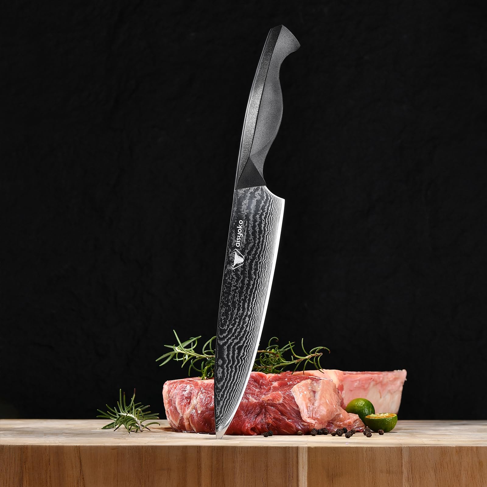 aisyoko Professional Chef Knife 8 "Damascus Kitchen Knife 8C High carbon stainless steel Super sharp,Ergonomic Full Tang ABS Anti-Skid Handle utility knife Japanese Cooking Knife with Luxury Gift Box — Amazon image 5