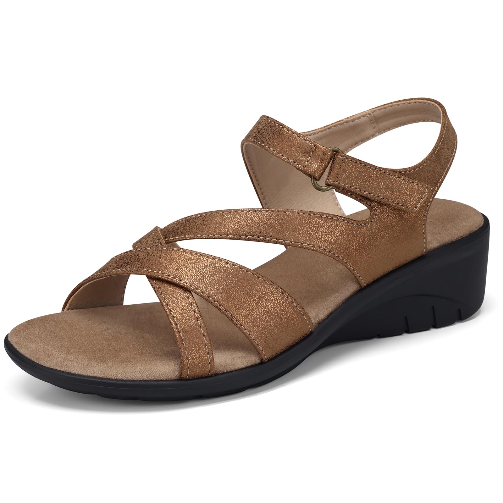 SHIBEVER Wedge Sandals for Women Dressy: Comfortable Low Heel Sandals | Adjustable Casual Dress Shoes with Cushioned Insole and Non-Slip Sole, All-Day Walking