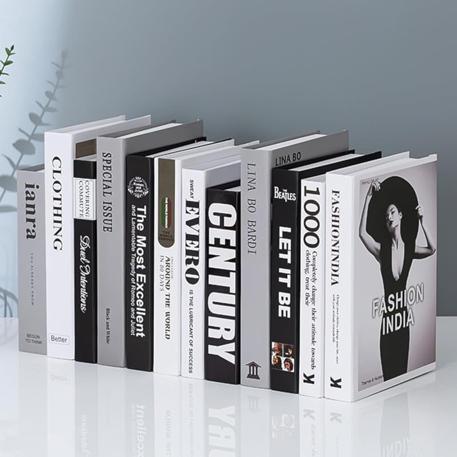 Fohome Decorative Books for Home Decor, 12Pcs Hardcover Modern Fashion Faux Books Set, Coffee Table Books Decor, Stacked Fake Book Stacks For Display in Living Room, Bookshelf, Office Decor