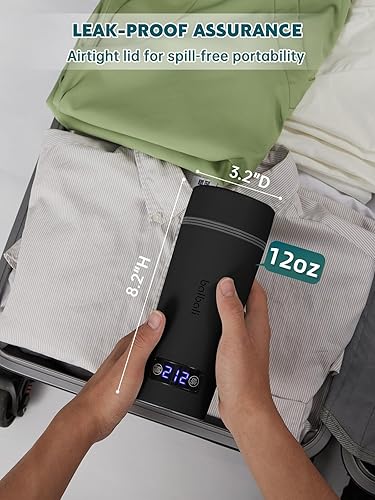 Miniatura 12 de balbali Hervidor de viaje de doble voltaje 100-250 V – Caldera de agua portátil de 12 onzas/calentador/calentador para agua hirviendo – 4 controles