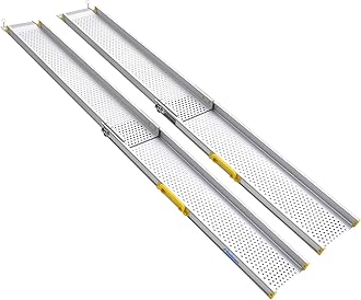 8FT Portable Wheelchair Ramp, 600 lbs Per Pair Capacity, Adjustable Aluminum Ramps for Wheelchairs, 8" Width Wheelchair Ramps for Home Steps, Doorways, Curbs, 2Pcs