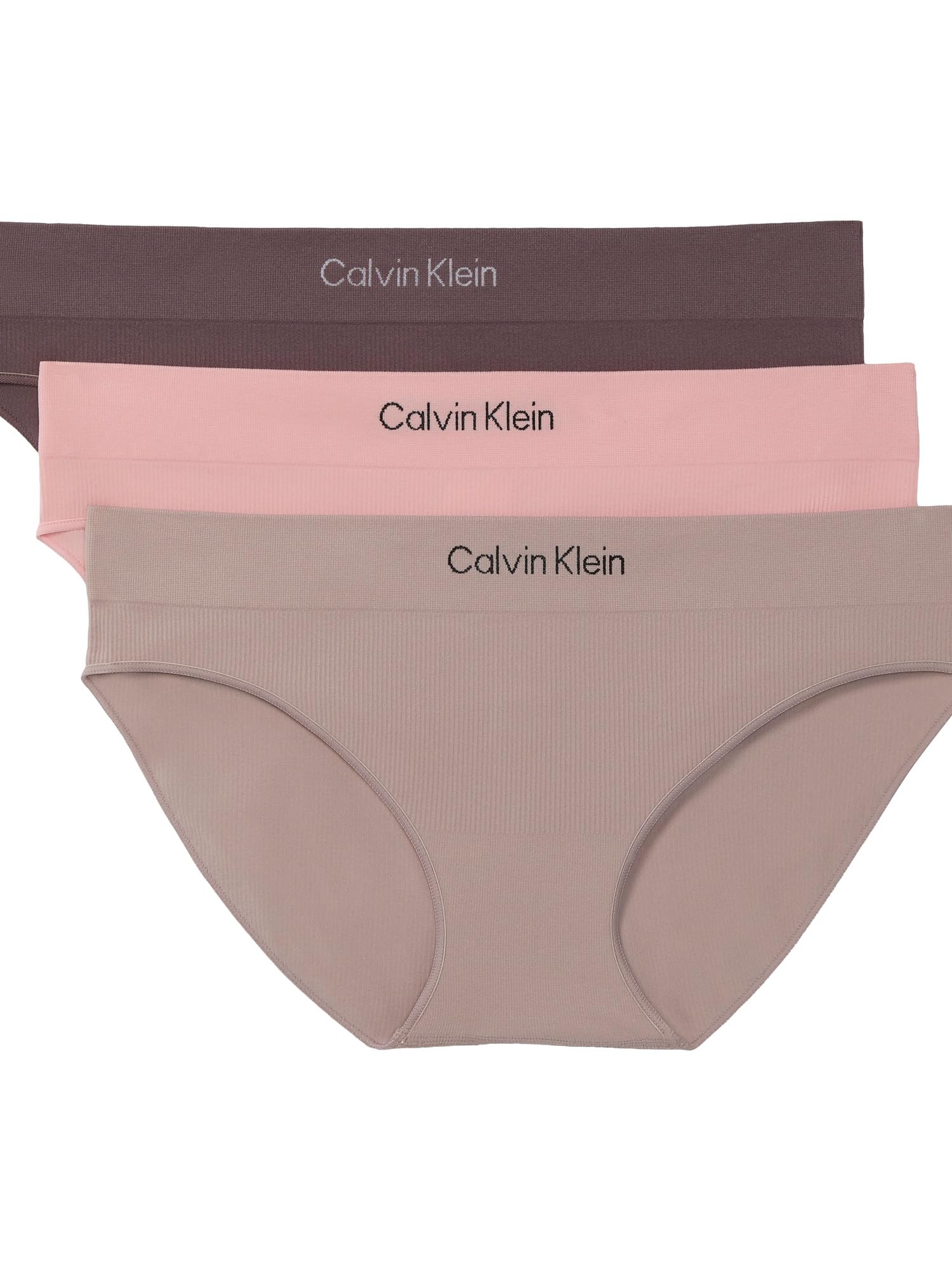 Calvin Klein Women's Microfiber Seamless Rib Bikini Panties, 3 Pack