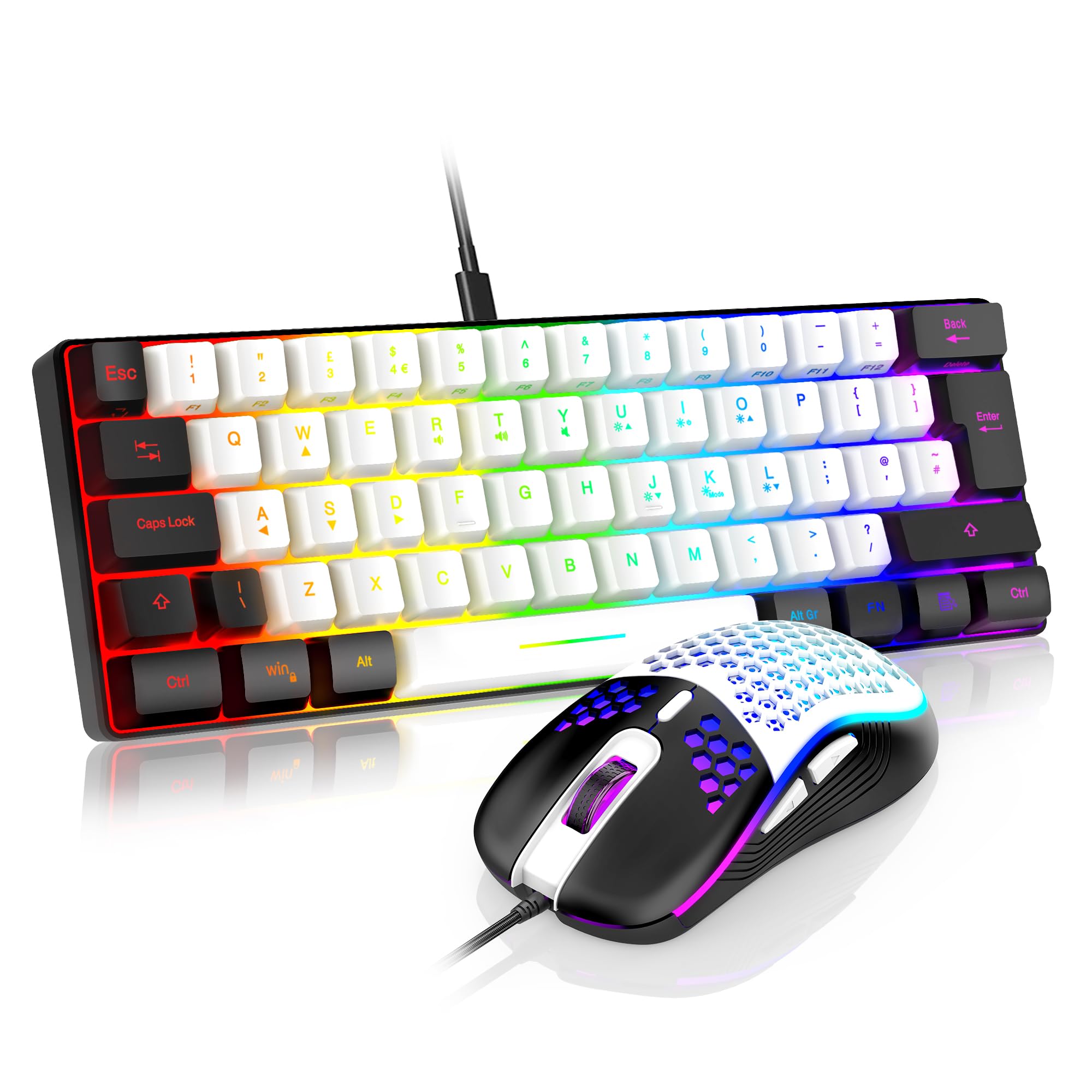 Ahorra espacio con el teclado mini 60% RedThunder y mouse celular ligero RGB 8