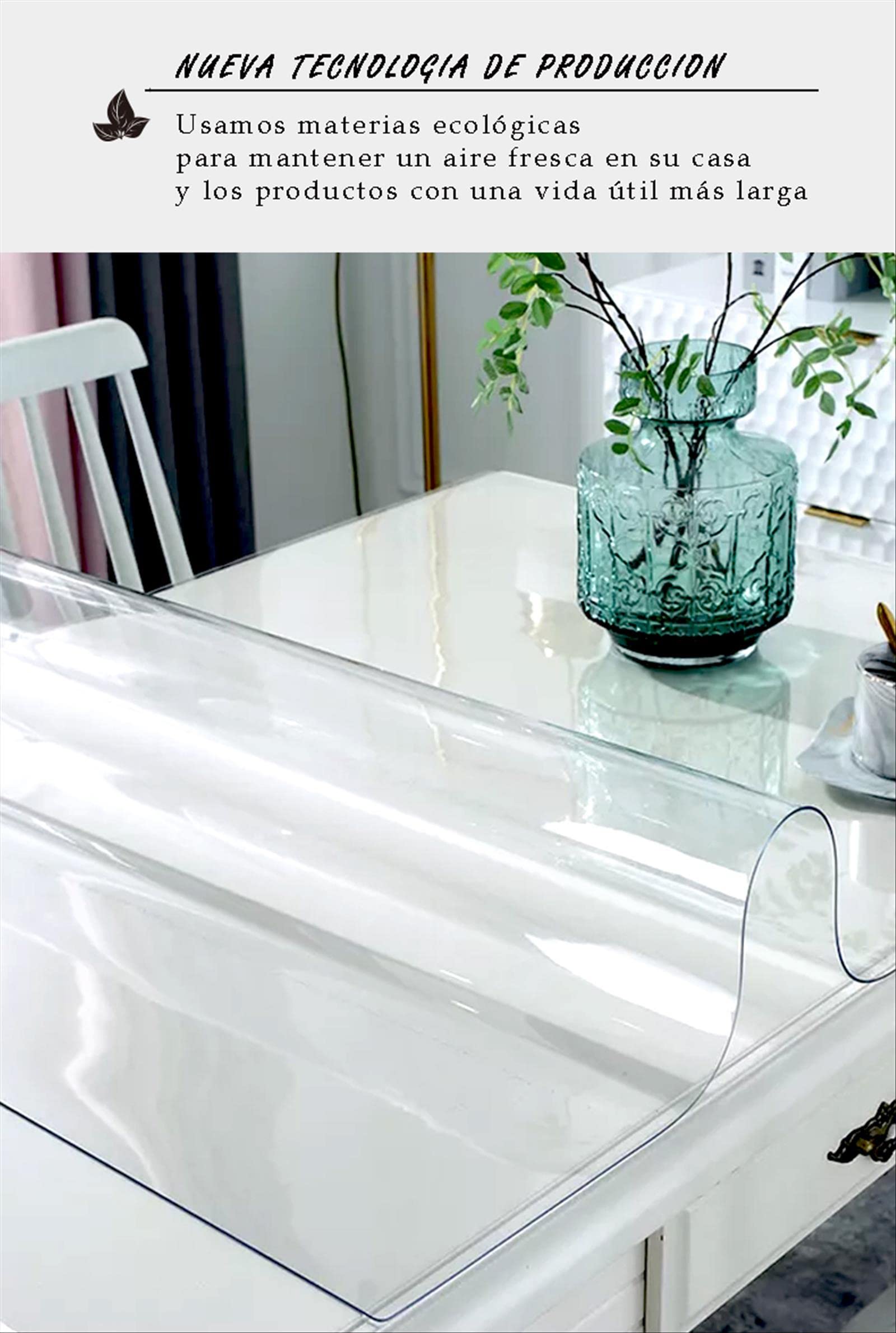 ForenTex - Mantel Hule Transparente PVC para Mesas Rectangular, Protector de Mesa Impermeable y Antimanchas, Resistente al Calor, Fácil de Limpiar, Cortable a Medida (1,00mm, 100x140cm)