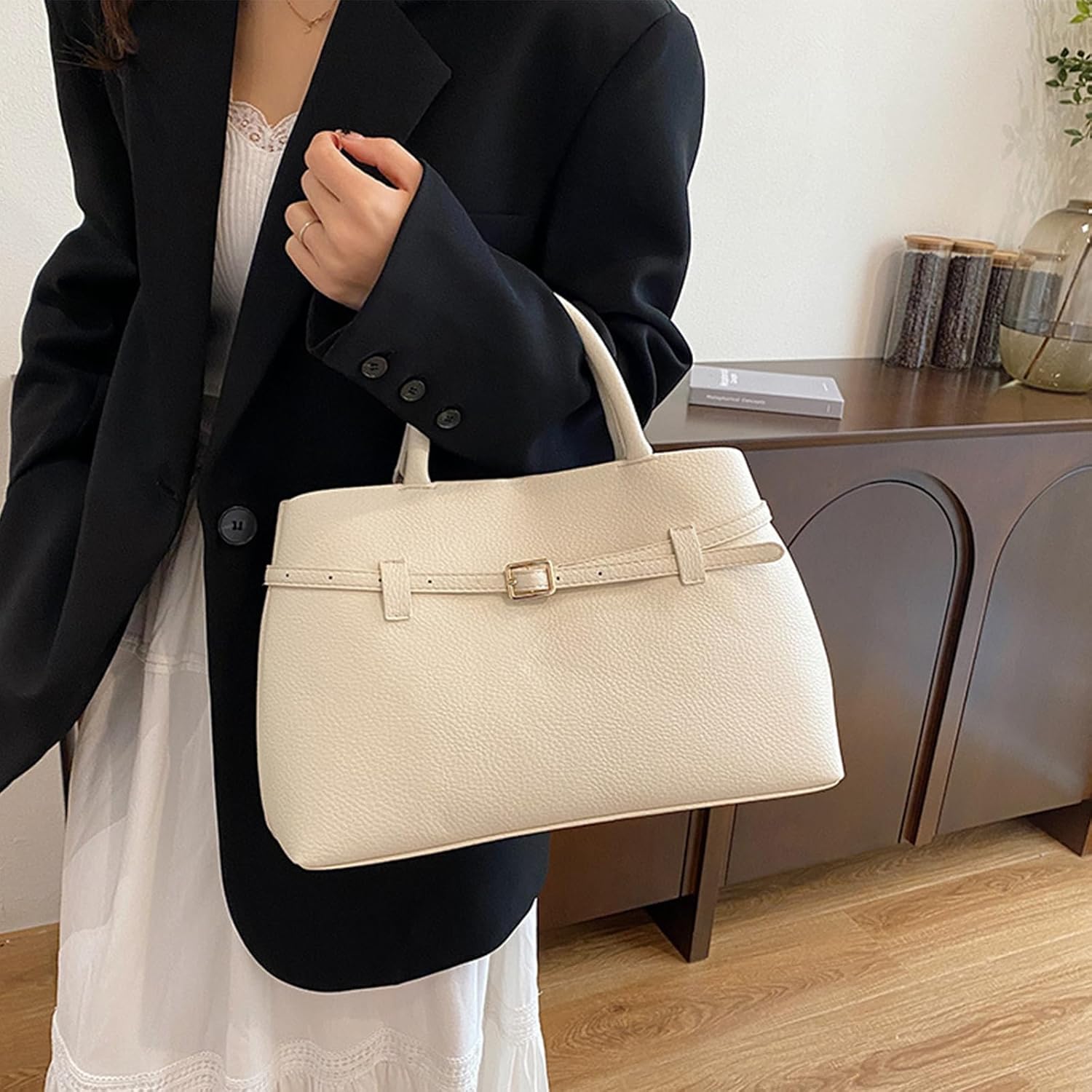 Farcauo Fashion Handbags for Women Trendy Tote Bags Handbag with Top-Handle Black Large Capacity Work Travel Bags