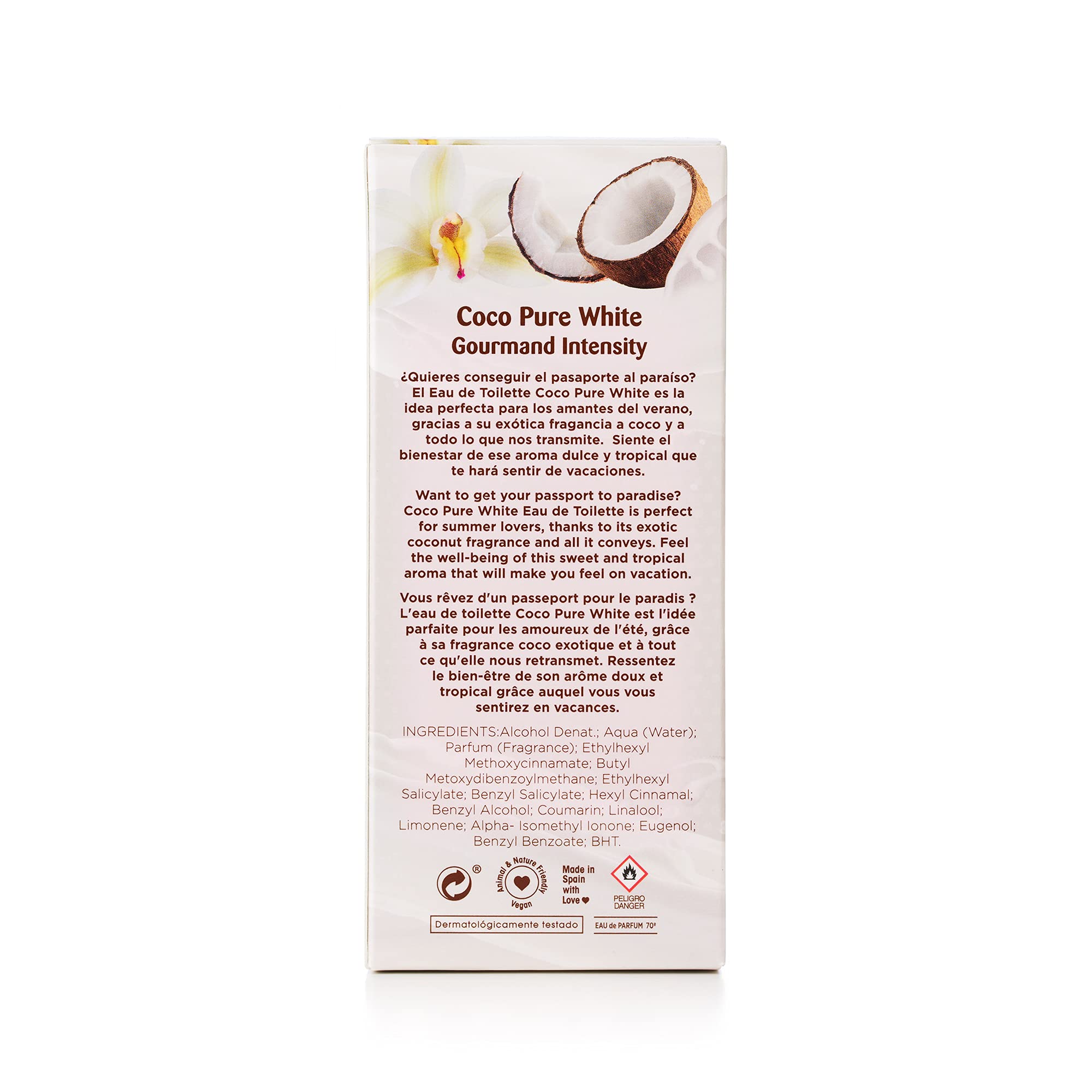 Tulipán Negro - Agua de Colonia Coco Pure White, Fragancia Dulce y Tropical, Colonia Unisex Ligera para Uso Diario, 50 ml