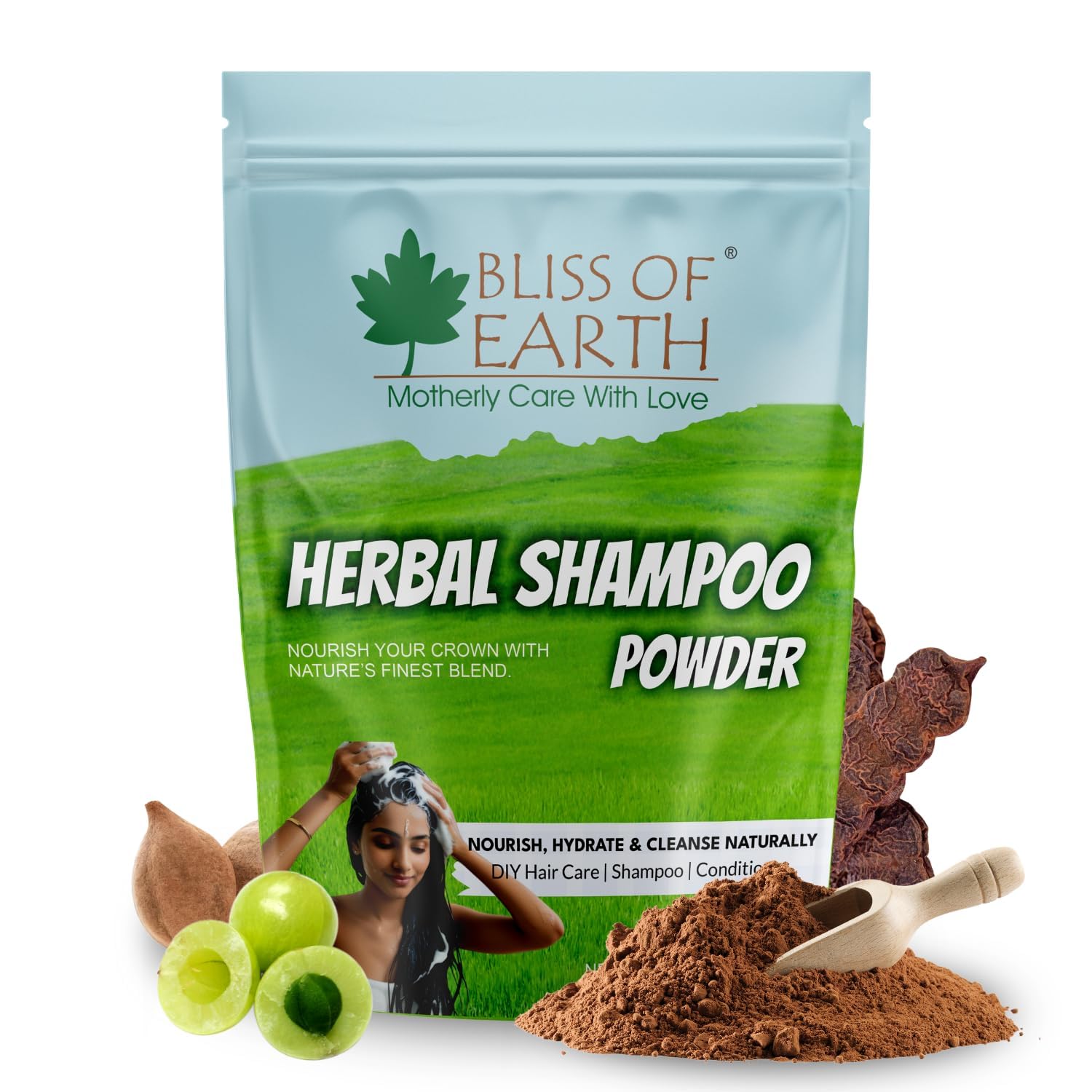 BLISS OF EARTH Natural Hair Shampoo Powder With Amla, Reetha, Shikaka, Bhringraj & Jatamansi, Ayurvedic Cleanser, Sulfate-Free Hair Wash Shampoo For Growth & Dandruff Control, 100g-image-36