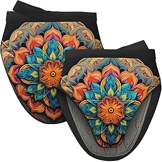Medallion Multi Christmas Silicone Oven Mitts Pot Holders Gift for Kitchen Air Fryer Mitts for Cooking Baking