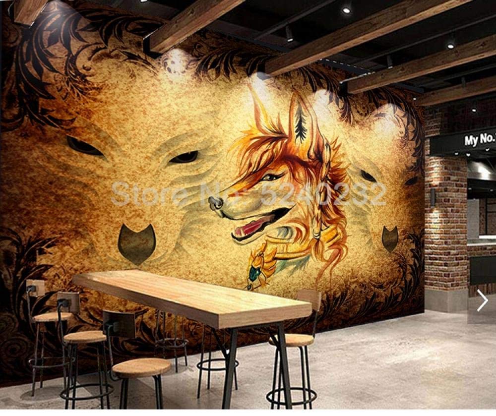 Papier peint loup 3D rétro pour habiller et agrandir un grand mur vide