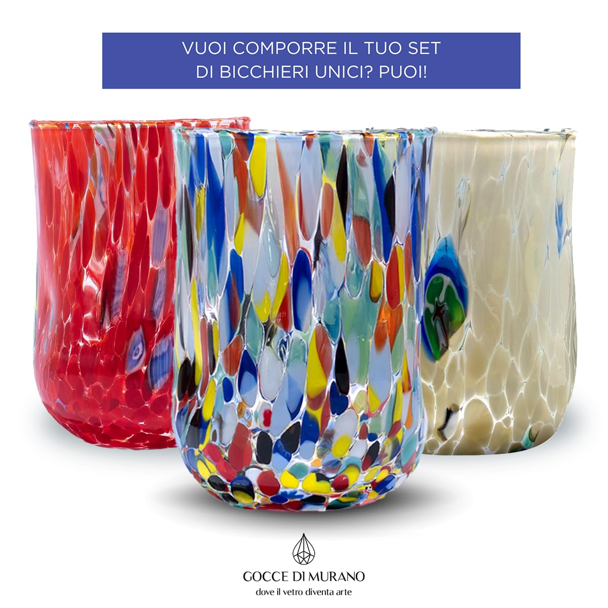 Gocce Di Murano 6 Bicchieri Acqua Lavorati Secondo La Tradizione Degli Artigiani 966703