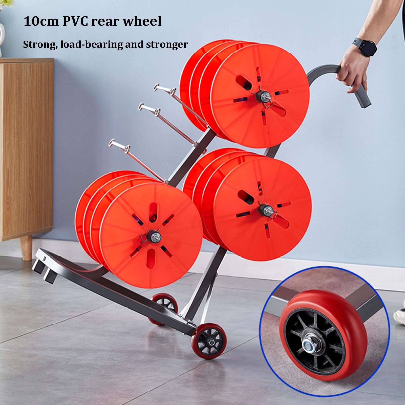Dispenser per bobine di cavi con ruote, svolgitore di filo resistente, contenitore multiasse per elettricisti, spinner per cavi industriali e organizer