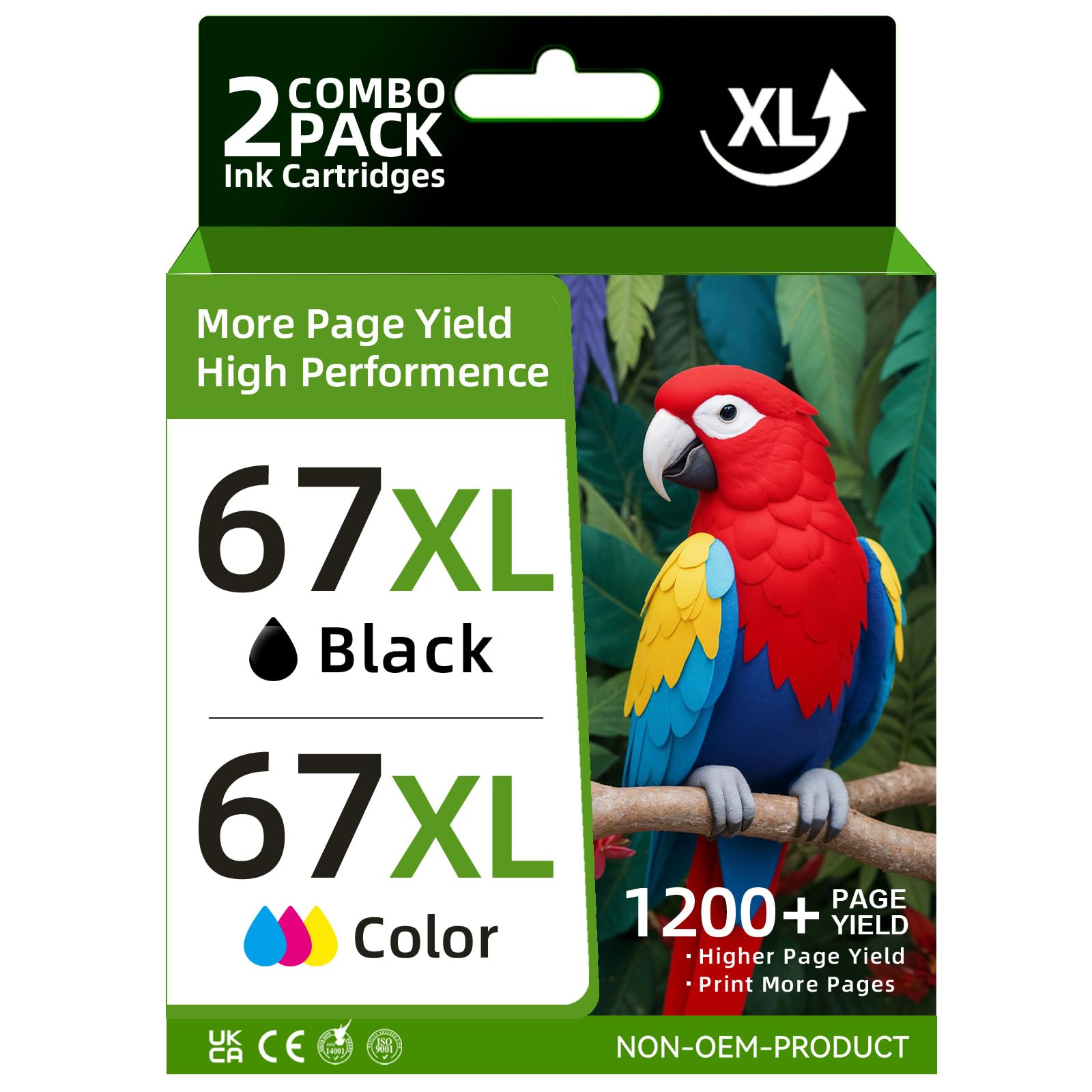 Valnalo 67 Ink Cartridges Black/Color Combo Pack Compatible for HP Ink 67 Printer Ink for HP 67 Fit for DeskJet 2800e 2734e 2855e 4200e 2800 2852e 2700e 2755e 2700 Envy 6455e 6000 6400 6055e Printer