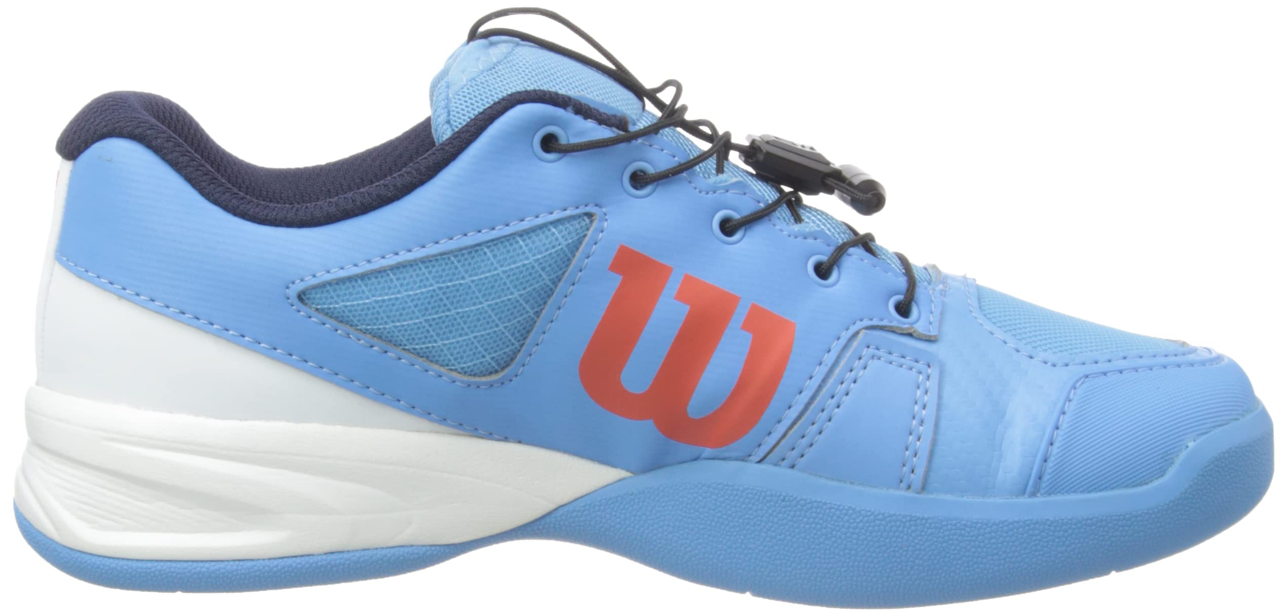 Wilson Junior/Enfant Chaussures de Tennis, Rush Pro JR QL Carpet, Bleu/Blanc/Orange, 34, pour Les Courts en Salle, pour Joueurs de Tout Niveau, WRS326260E015
