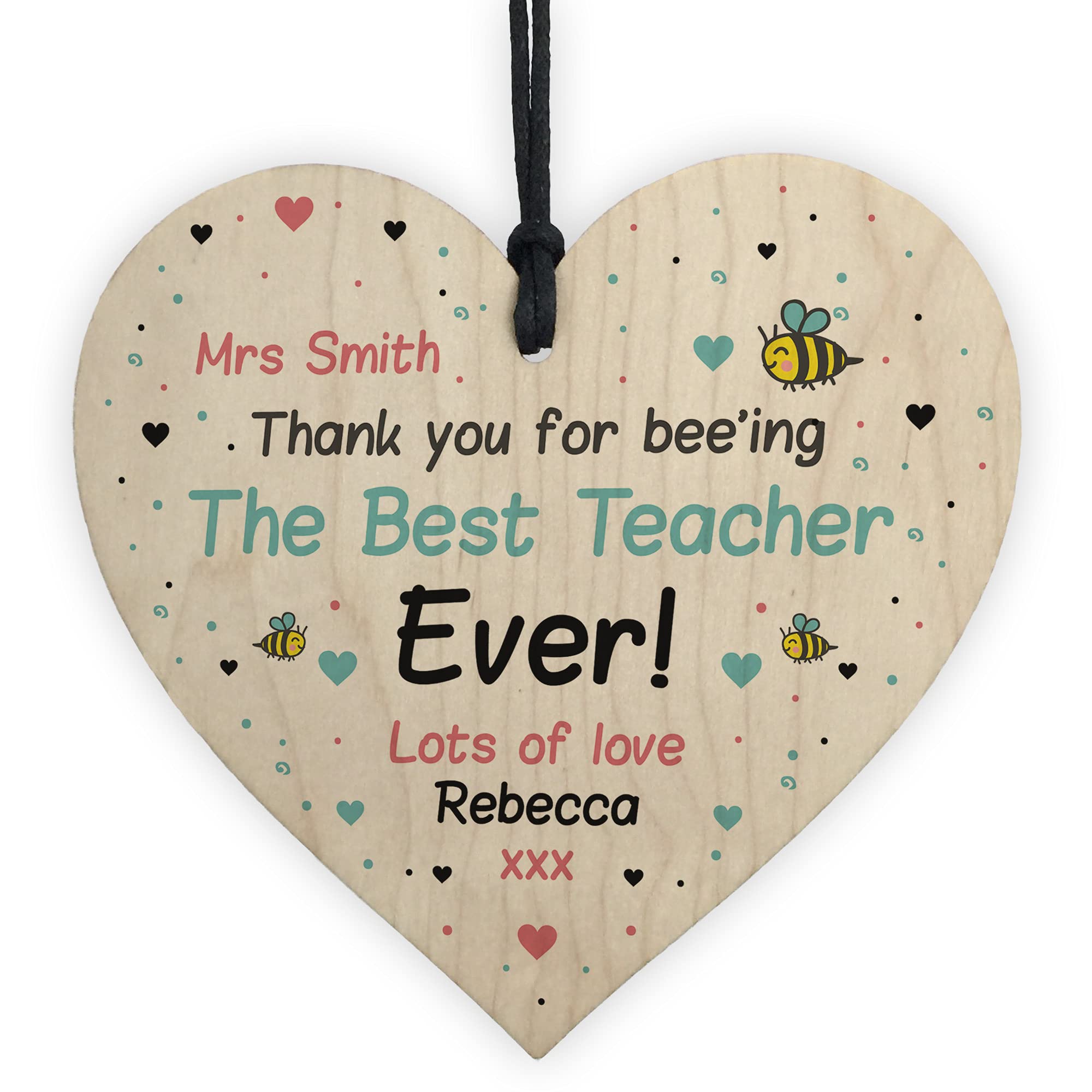 Personalised Teacher Gift Lockdown Thank You Plaque Wooden Heart Leaving Gift