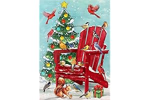 Christmas Red Chair Cardinal Decorative Garden Flag Xmas Pine Tree Squirrel Chickadee Yard Outside Decorations