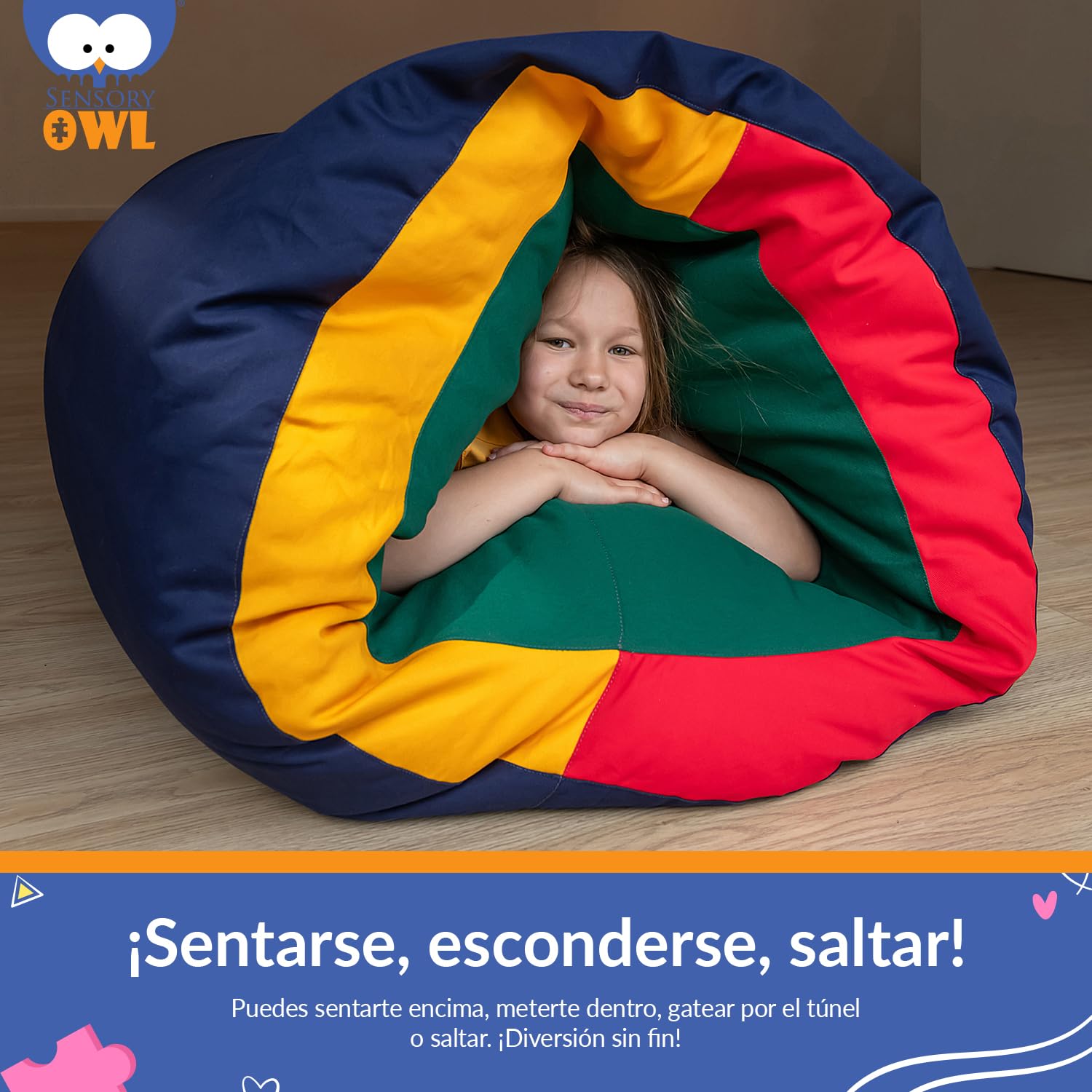 Túnel De Juego Infantil para Niños Puff Grande 90 x 70 cm Túnel Sensorial Impermeable Bolitas De Poliestireno Conciencia Corporal Alivio del Estrés Ansiedad