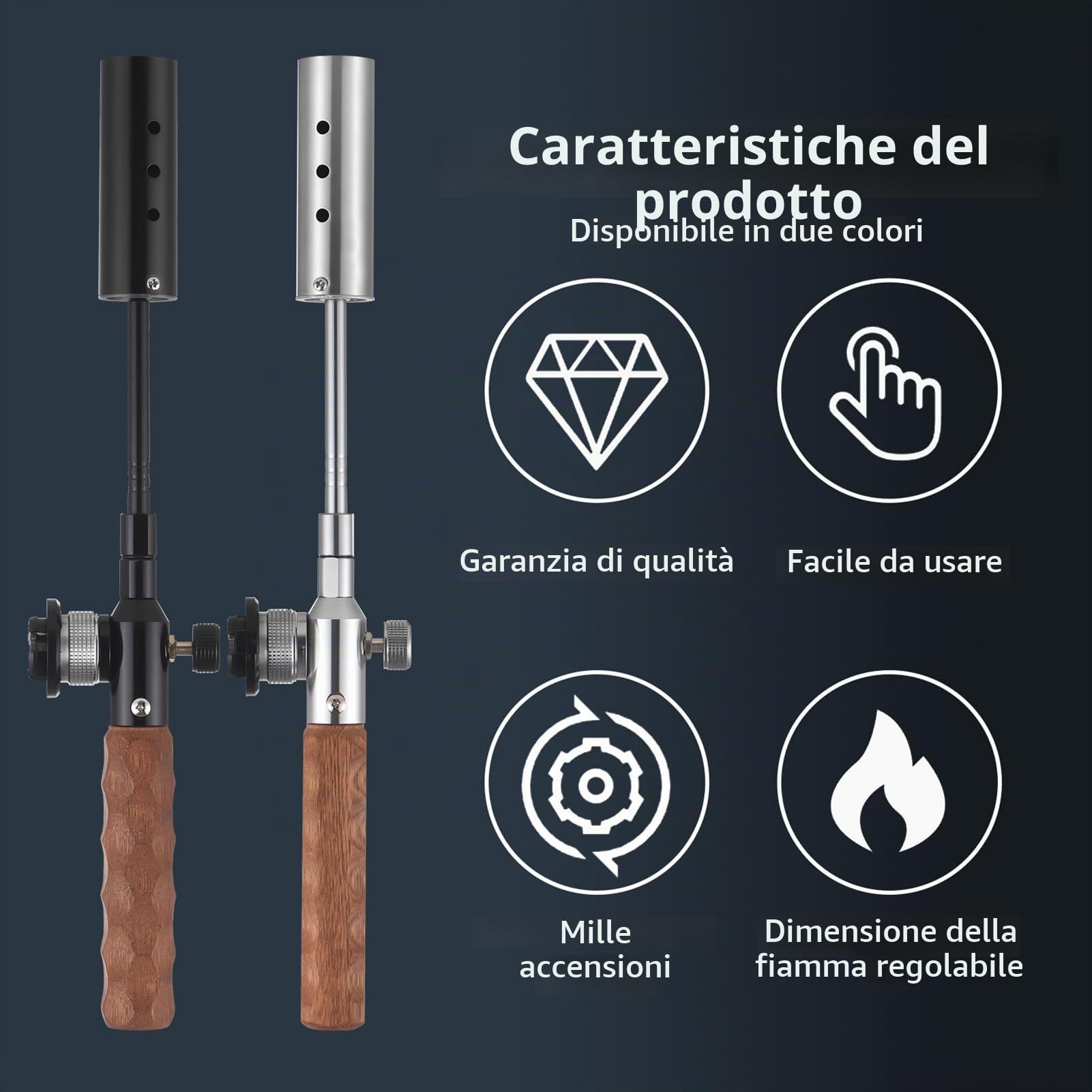 Bruciatore a gas per tetto, bruciatore a propano, bruciatore regolabile in lunghezza per bottiglie di gas propano con valvola di controllo della fiamma e manico antiscivolo, accendifuoco