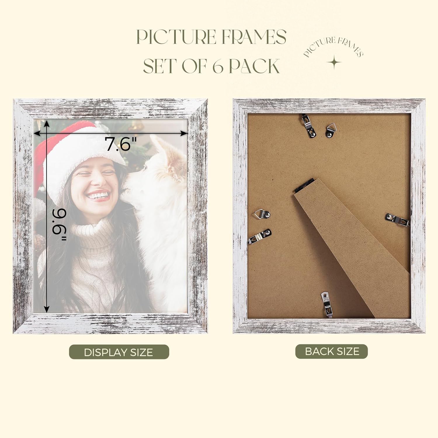 TWING 8x10 Rustic Picture Frames Set of 6 Distressed White Composite Wood Farmhouse Photo Collage Frame For Wall Decor Gallery Wall Frame Set Mounting or Table display, Ideal Valentine Gifts for - Image 2