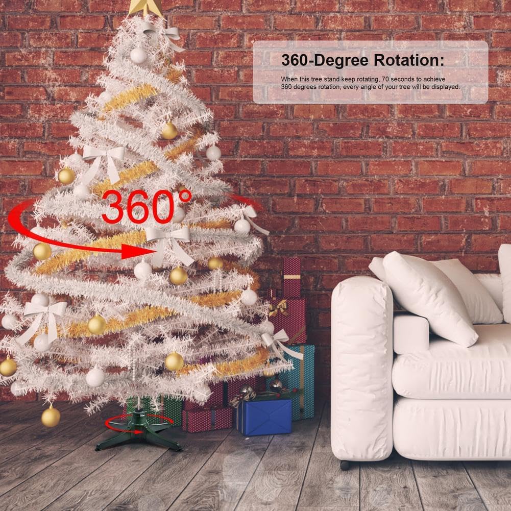 Soporte giratorio eléctrico para árbol de Navidad, soporte giratorio de 360° con adaptador para árboles artificiales de hasta 7.5 pies, 80 libras