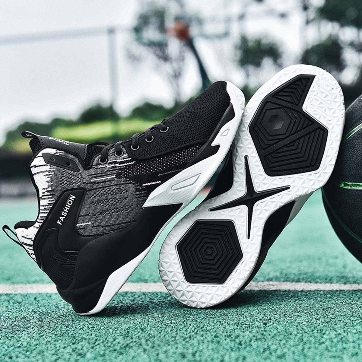 Scarpe da Ginnastica Alte comode da Uomo in Tessuto a Maglia Traspirante Scarpe da Basket Scarpe da Ginnastica Casual
