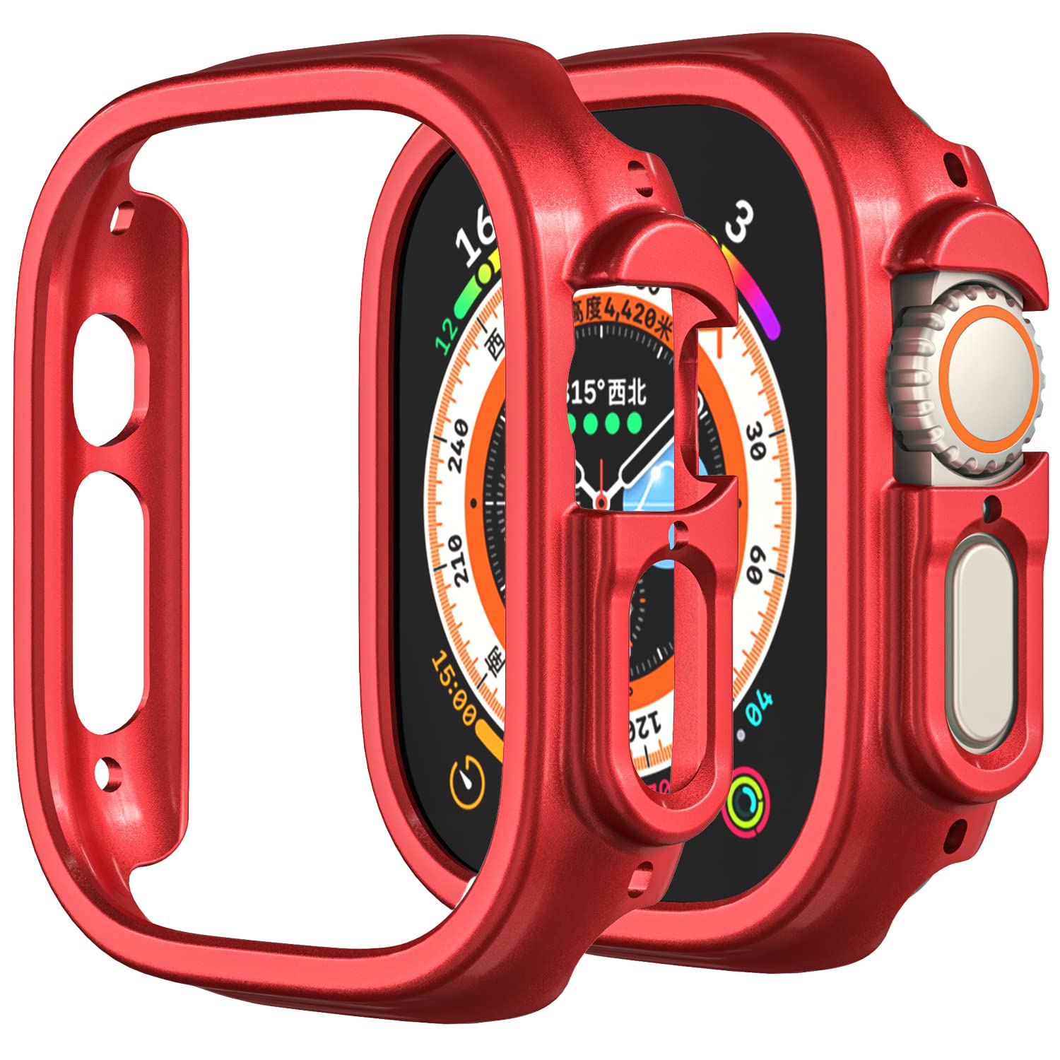 Compatible with Apple Watch Ultra 3/2/1 49mm Hard PC Case Cover - Impact Resistant, Shockproof, All-Around Edge Protective Bumper Cover (Red)