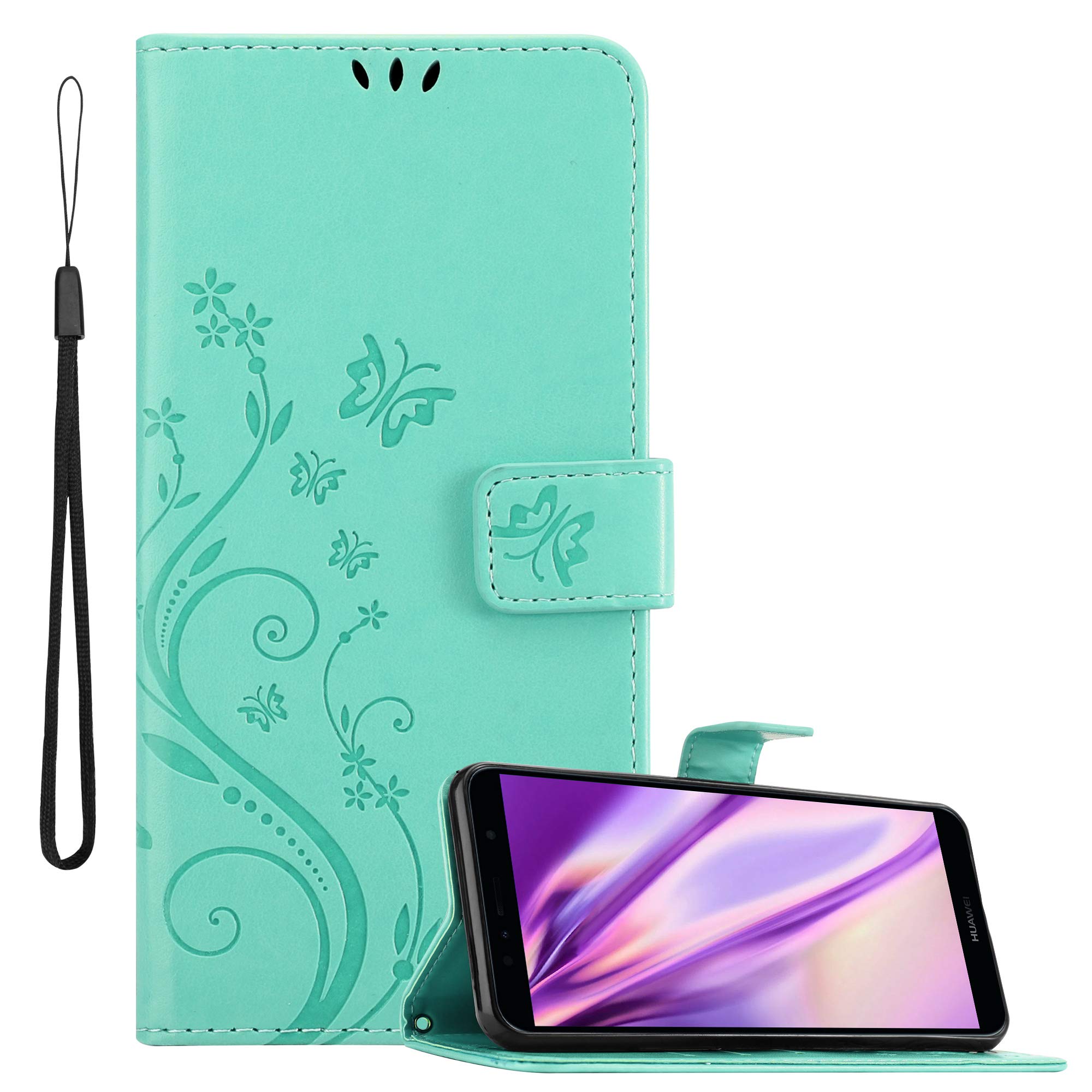 Cadorabo Flip Hülle Für Honor 7A / Huawei Y6 Prime 2018 – Mit Kartenfächern, Magnetverschluss, Blau