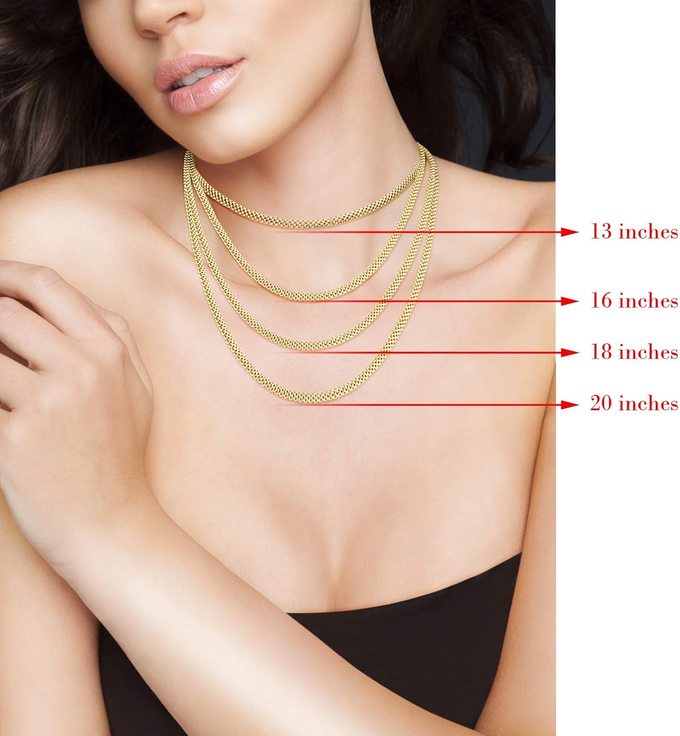 Miabella 18K Gold Plated 925 Sterling Silver Italian 4mm Mesh Link Chain Necklace for Women, Made in Italy - Image 6