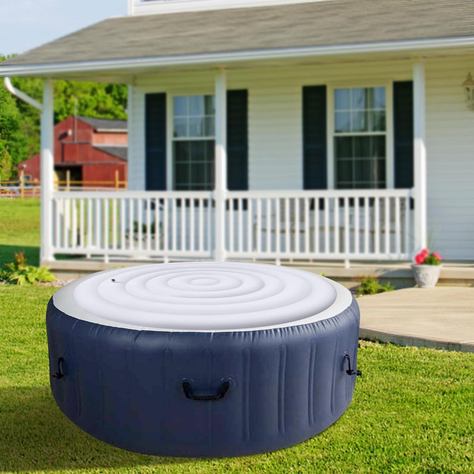 Agatige Copertura Gonfiabile per Vasca Idromassaggio, Copertura Spa Rotonda in PVC da 4,5 Ft Coperchio di Troppo Pieno per Piscina Isolante Pieghevole per Vasche Idromassaggio Gonfiabili