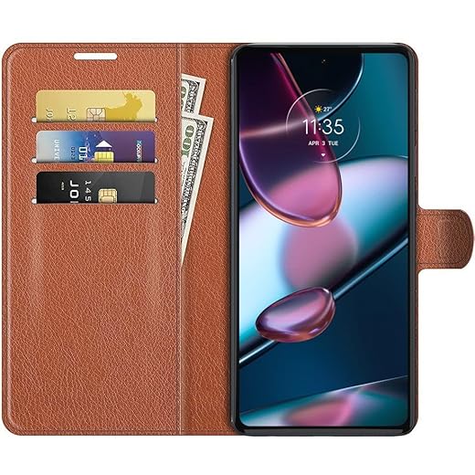 Capa Capinha Carteira Danet Para Motorola Edge 30 Pro Case Flip Wallet De Couro (Marrom)