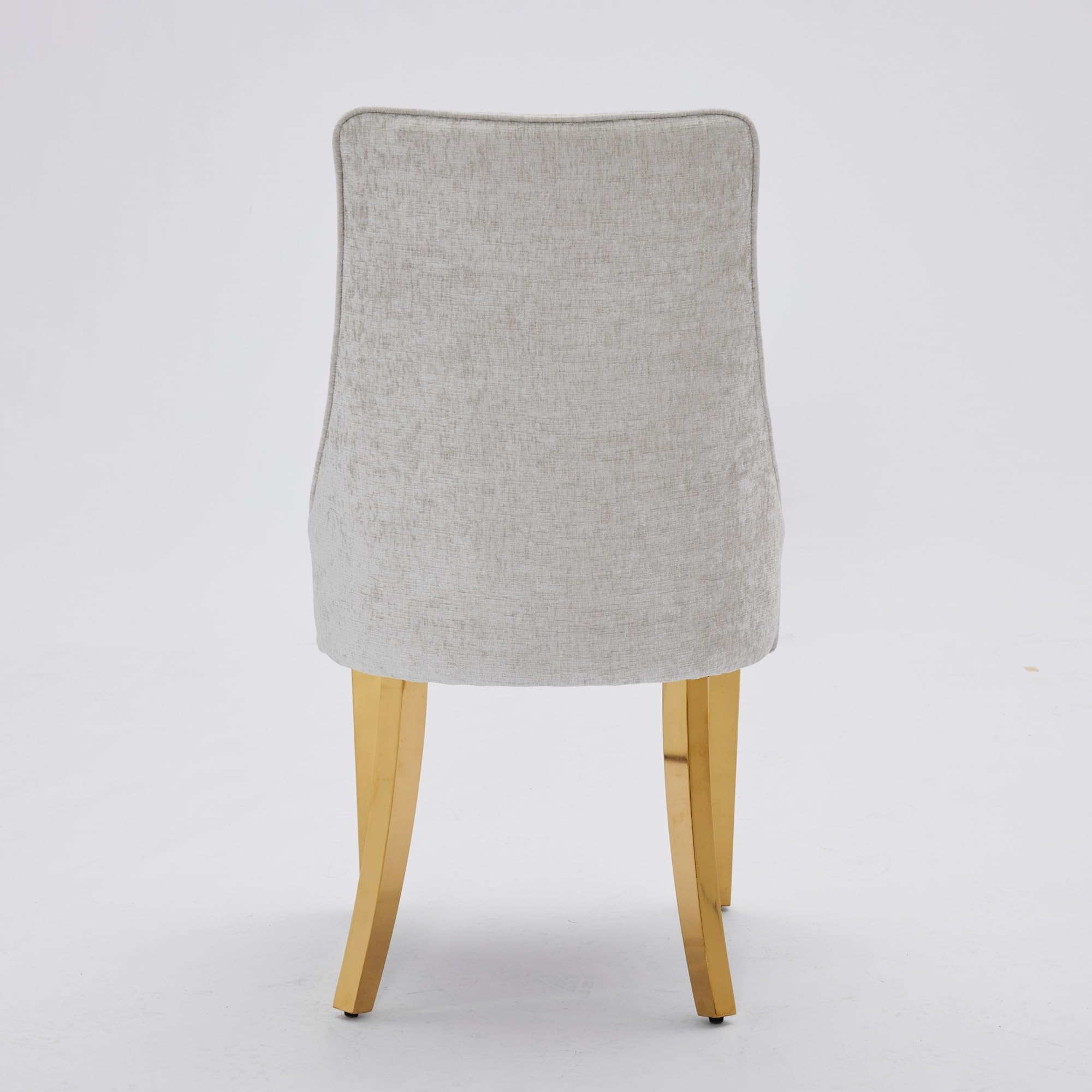 Silla de Comedor Respaldo Alto y Cojín Cómodo, Estructura Elástica Triple, Patas de Acero Inoxidable Dorado, Fácil de Montar