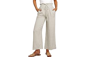 Linen Comfort: Women's Drawstring Boho Palazzo Pants for Effortless Style