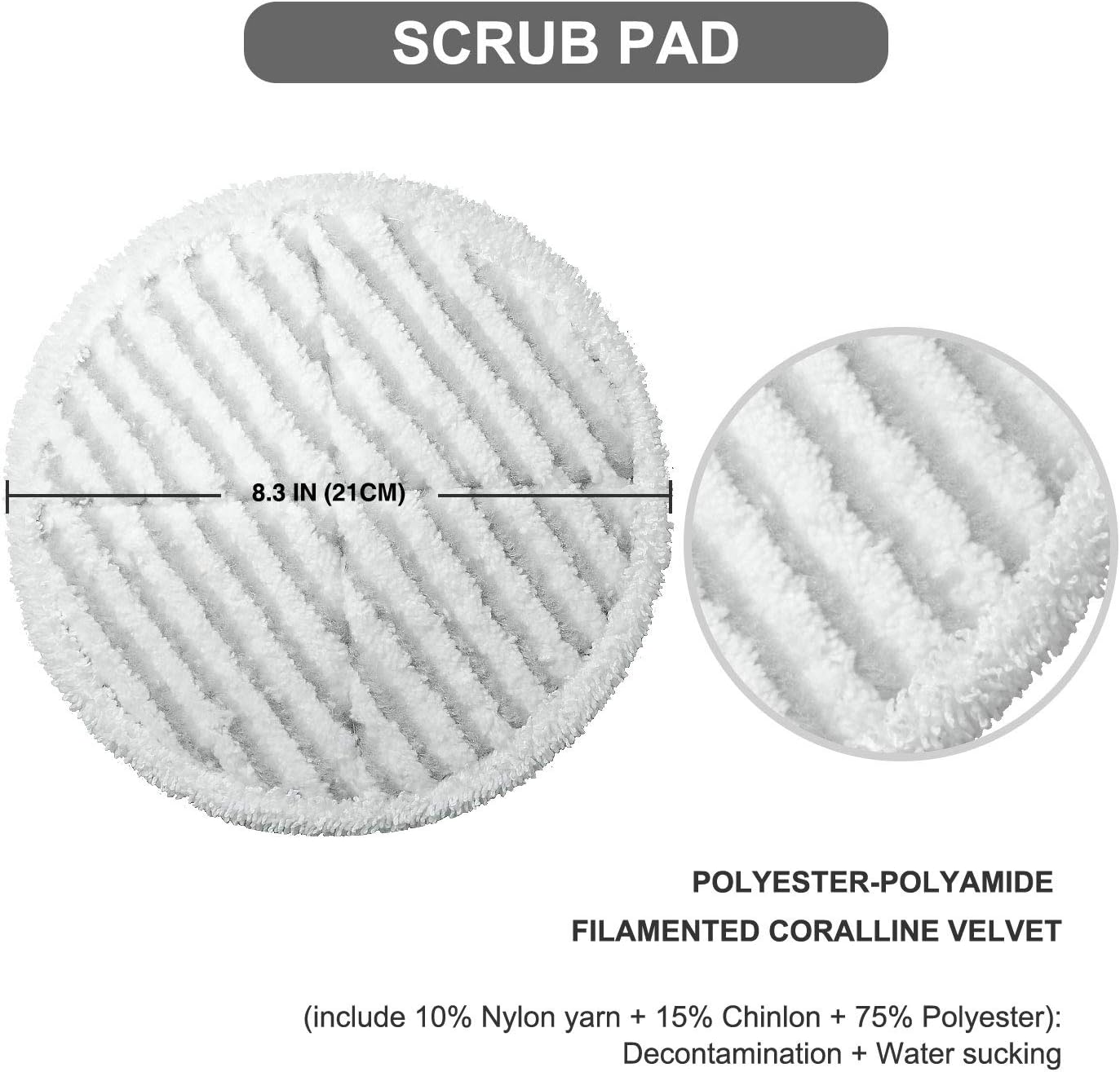 LICORNE 6 Pack Mop Heads Mop Pads Replacement for Bissell Spinwave 2039A 2124 (2 Soft Pads+2 Scrubby Pads+2 Heavy Scrub Pads)