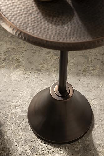 Miniatura 87 de Kate and Laurel Sanzo - Mesa moderna de pedestal para bebidas; 9 x 9 x 23; latón antiguo y negro; mesa auxiliar decorativa con mesa martillada para