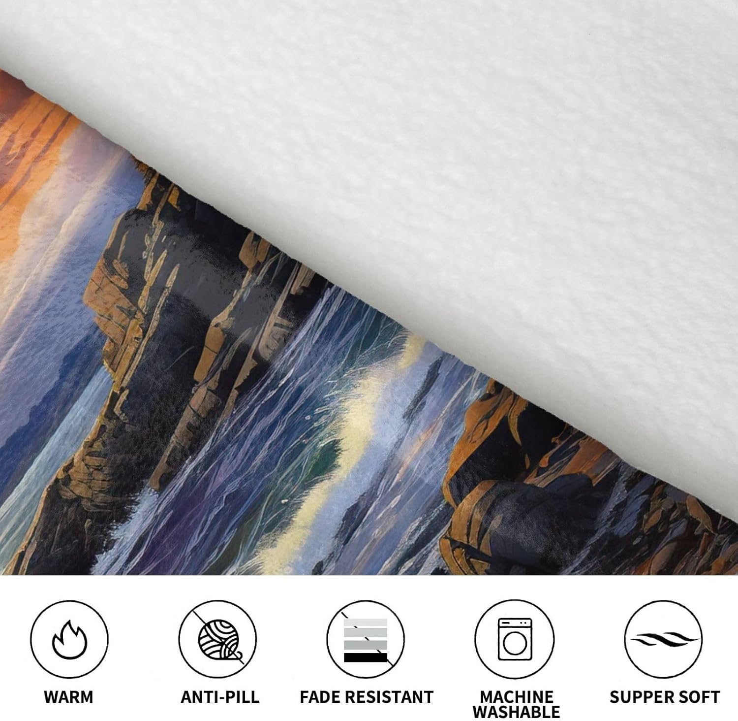 Ireland Sunset Seascape Print Oversized Blanket Hoodie, Wearable Blanket Hooded,Hooded Pullover With Pocket