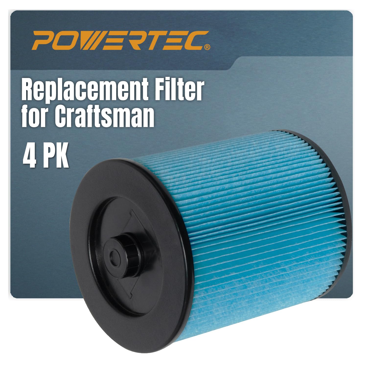 POWERTEC 17907 Cartridge Filter for Craftsman Most 5 Gal. & Above Wet/Dry Vacuums (from 1988 onwards), 17816/17912 Shop Vac Filters Replacement for