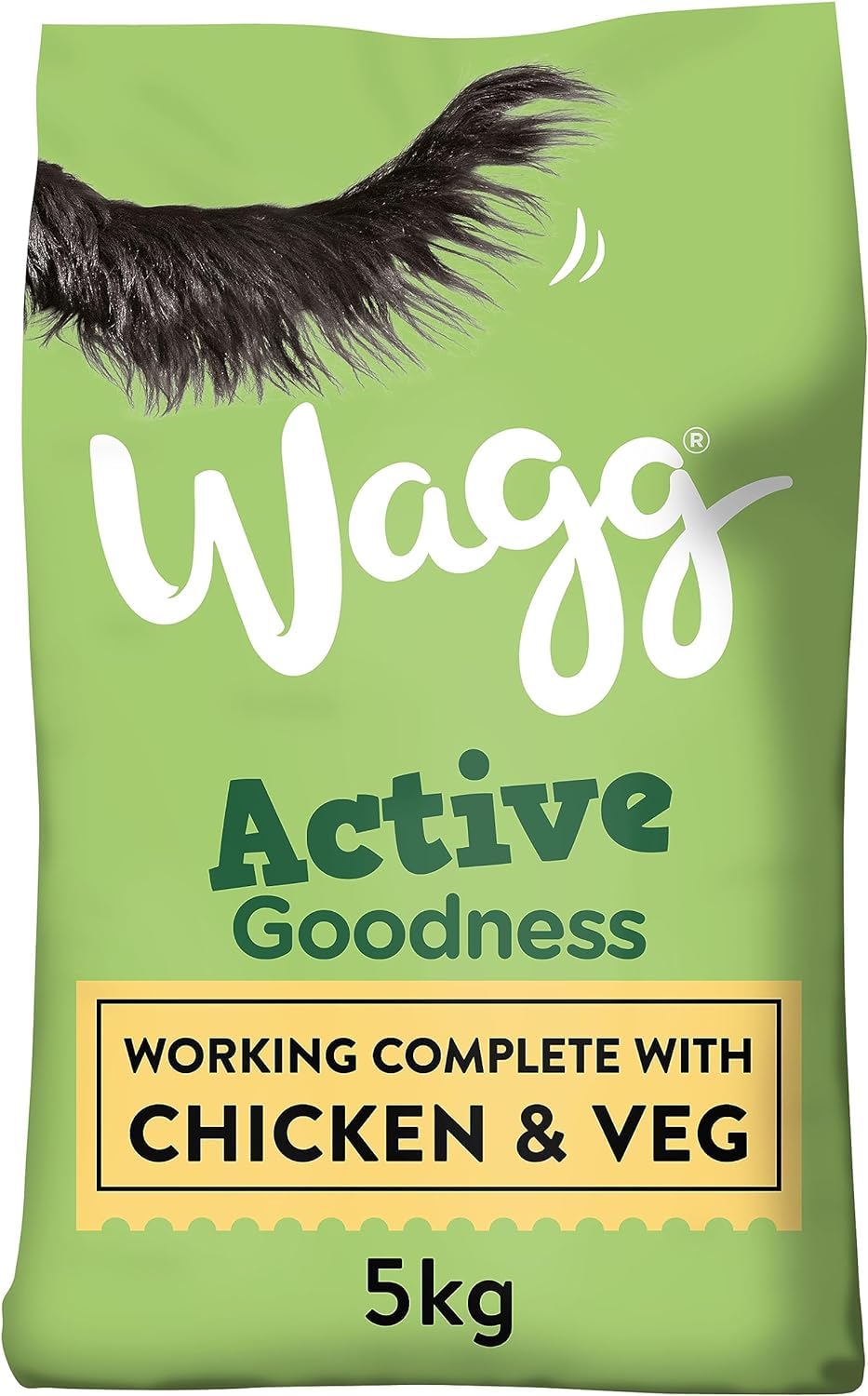 Wagg Active Goodness Complete Dry Adult Dog Food Chicken & Veg 5kg (Pack of 3) - For All Active Working Dog Breeds