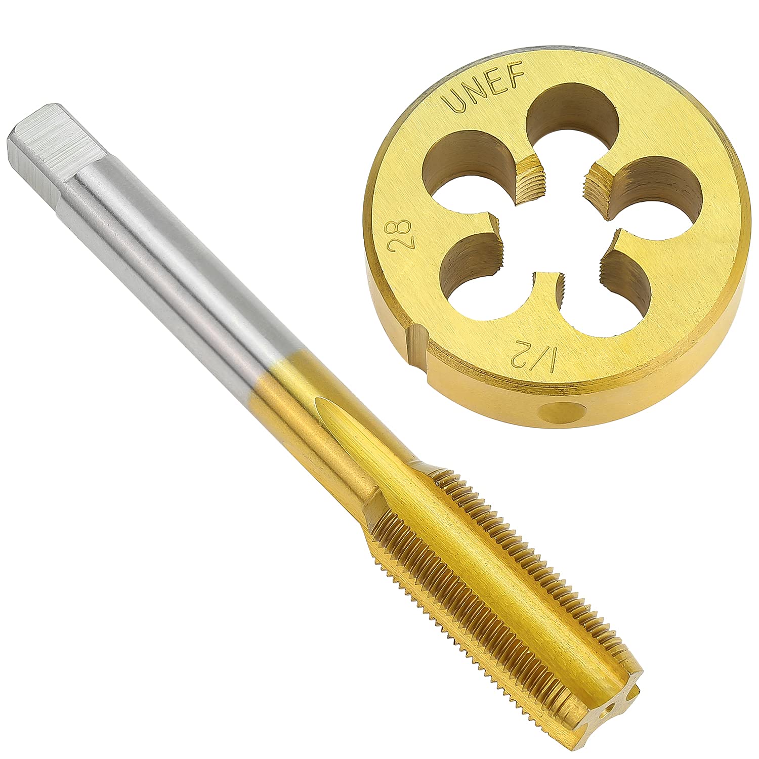 1/2" - 28 UNEF Right Hand Thread Titanium Coated Tap and Die Set