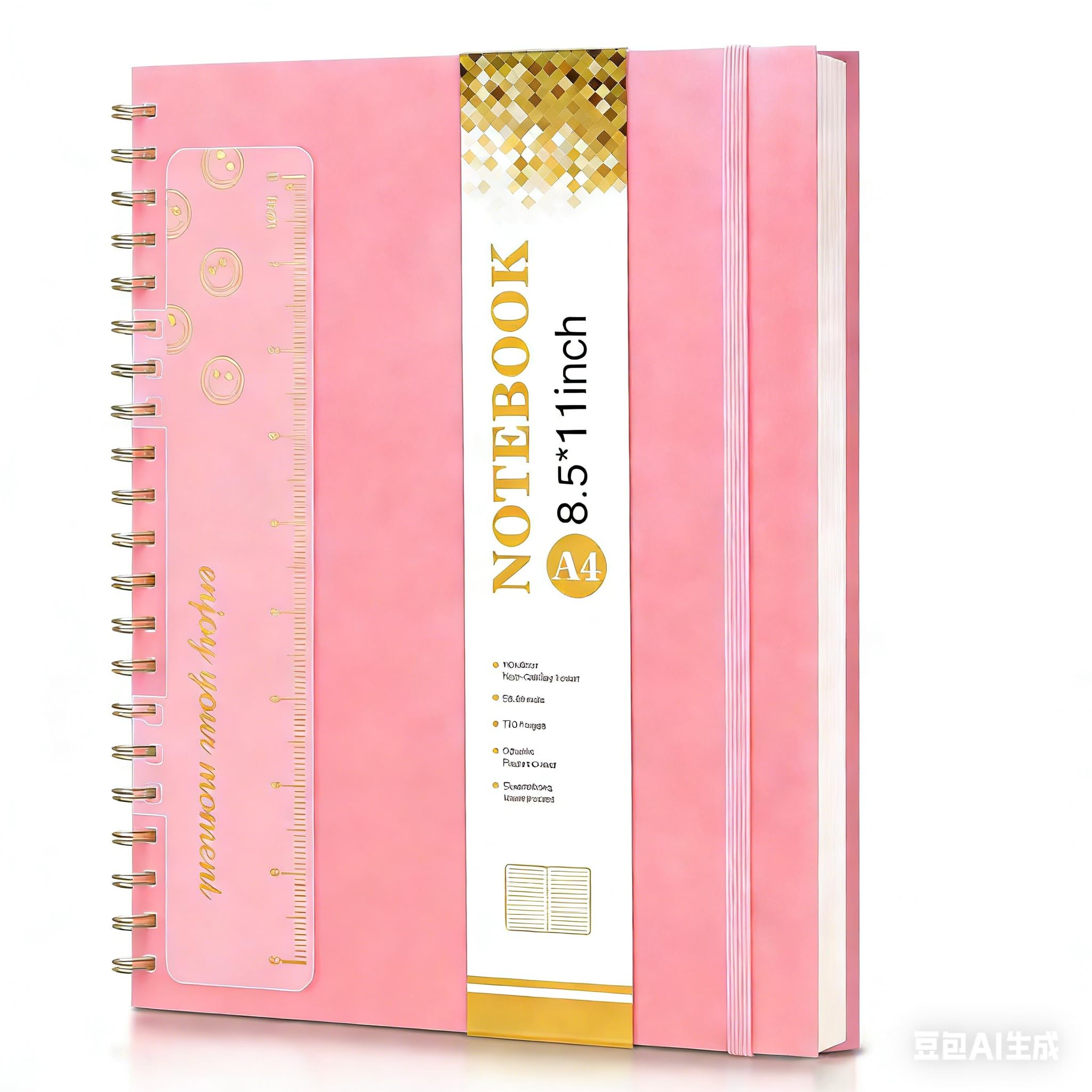 Spiral Notebook Journal 8.5” x 11”, A4 Large Pink Notebooks for Women Men, College Ruled Lined Journal, 100 GSM Paper, Plastic Hardcover Spiral Bound Journals for Work School Note Taking Business