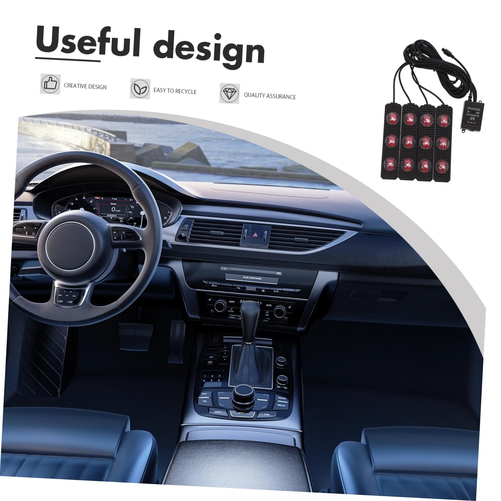 OSOLADY 1Pc Colorful Car Atmosphere Lamp Sound Activated Under Glow LED Decorative Light for Vehicle Interior USB Socket Sturdy Durable Design for Car Modification